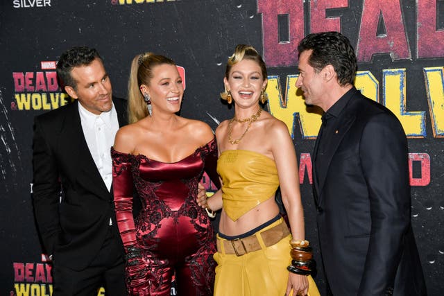 <p>Ryan Reynolds, Blake Lively, Gigi Hadid and Hugh Jackman wowed in their Marvel themed ensembles (AP/PA)</p>