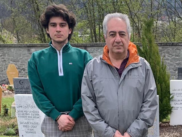 <p>Ibad Bayramov is pictured with his father Gubad Ibadoghlu prior to the latter’s arrest in Azerbaijan </p>