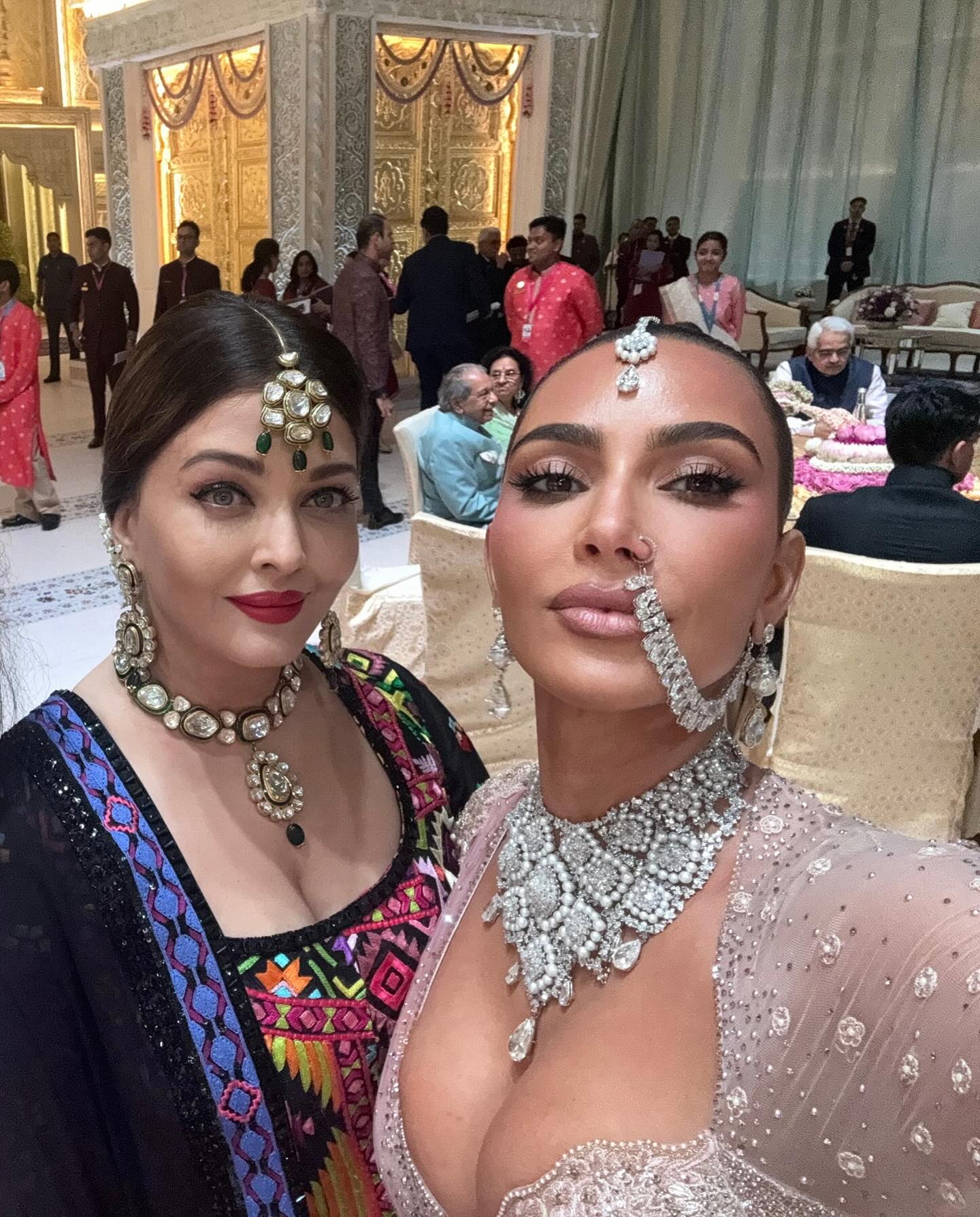 Aishwarya Rai and Kim Kardashian at Anant Ambani’s wedding