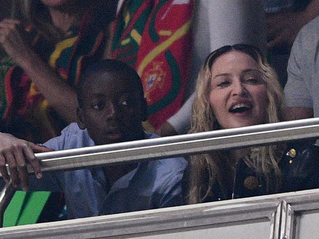 <p>Madonna and her son David Banda in 2017 </p>