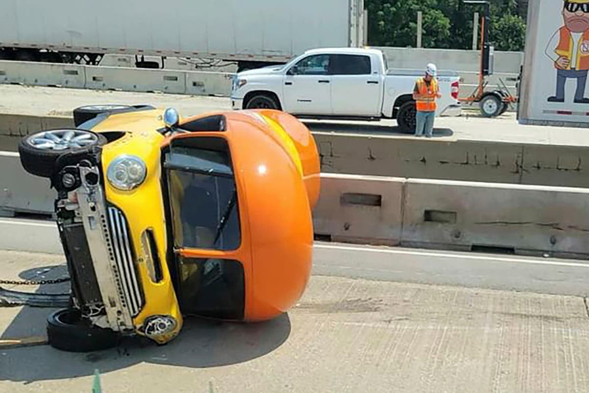 Oscar Mayer Wienermobile flips onto its side after crash along suburban Chicago highway