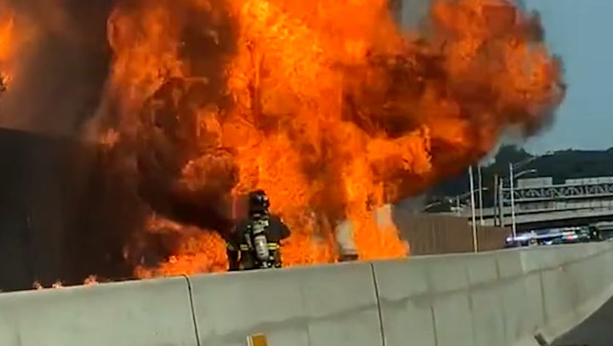 Moment truck explodes into huge fireball in New Jersey