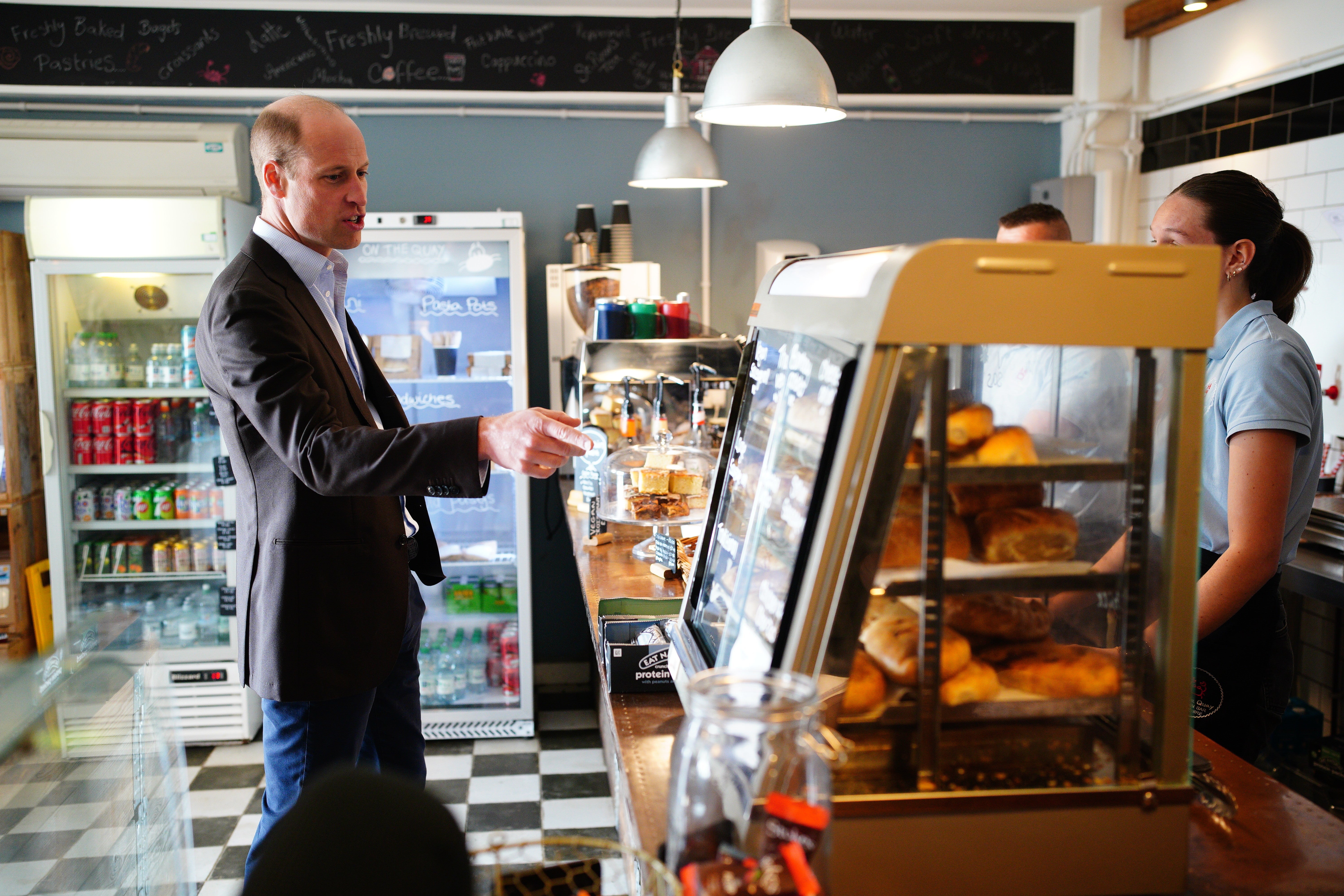 Prince William buying Cornish pasties on a visit to the Isles of Scilly (Ben Birchall/PA)