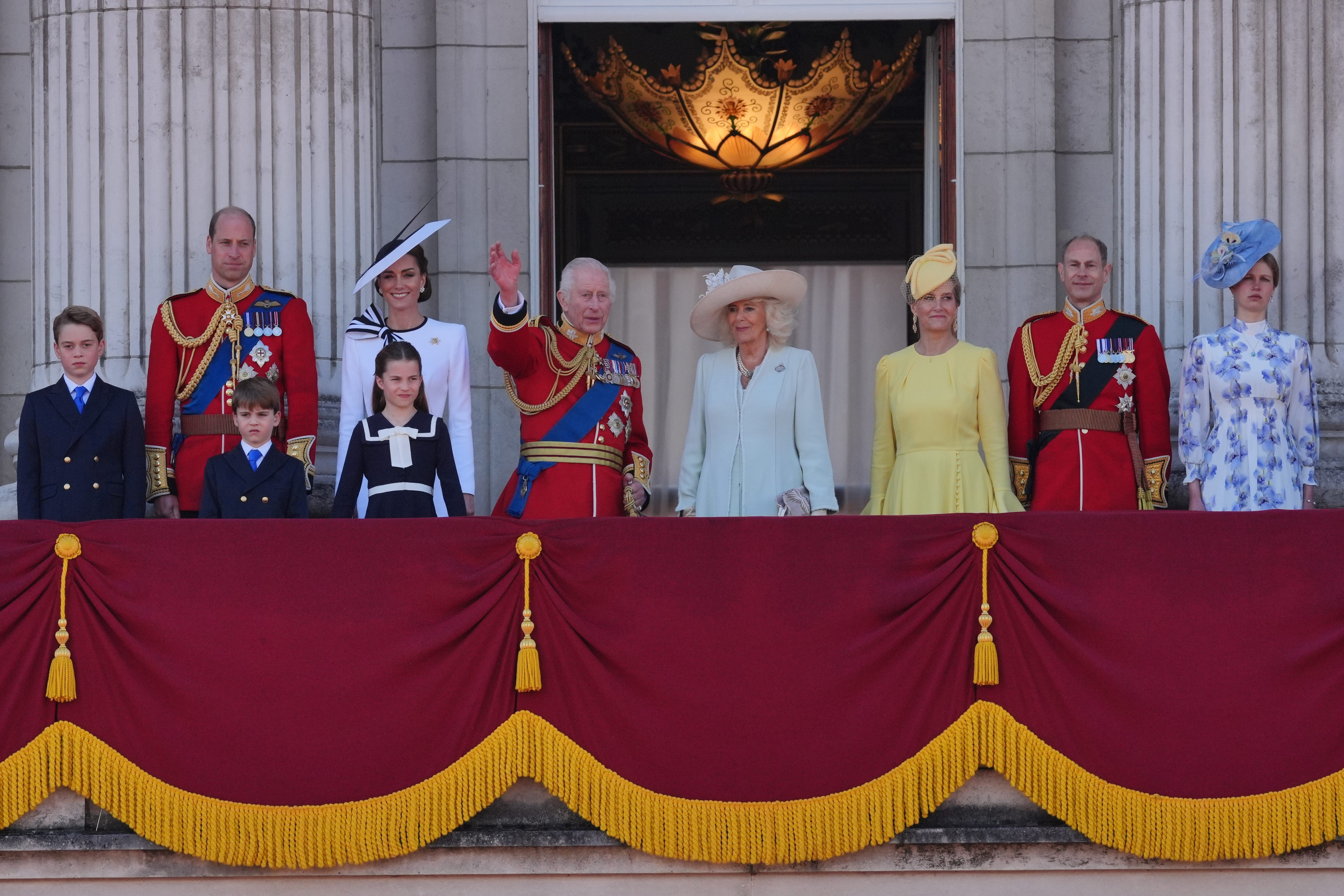 The royal family on the balcony of Buckingham Palace