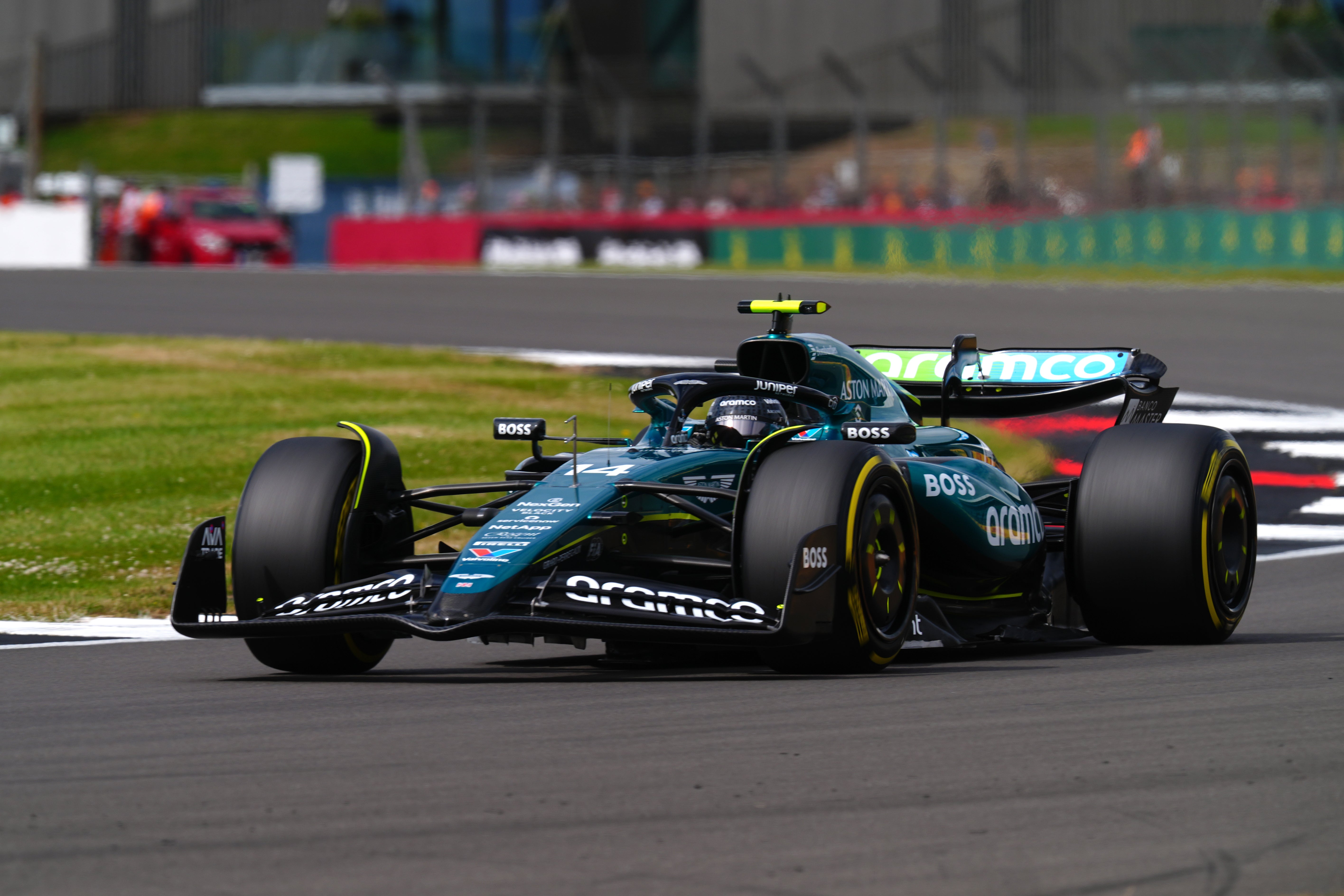 Aston Martin’s Fernando Alonso during second practice for the British Grand Prix at Silverstone on July 5 2024 (David Davies/PA)