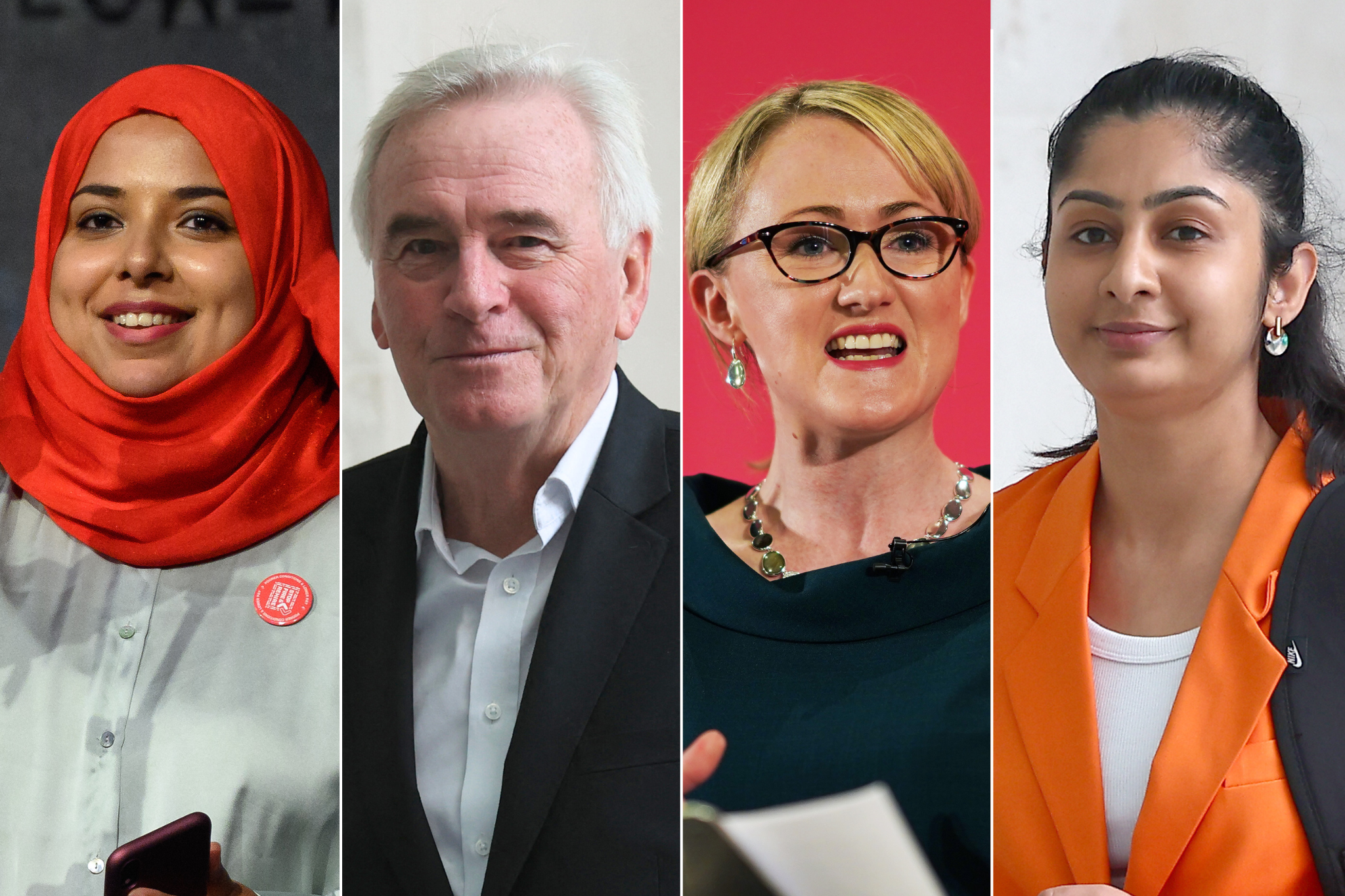 Suspended Labour MPs: Apsana Begum, John McDonnell, Rebecca Long-Bailey, Zarah Sultana (R-L)