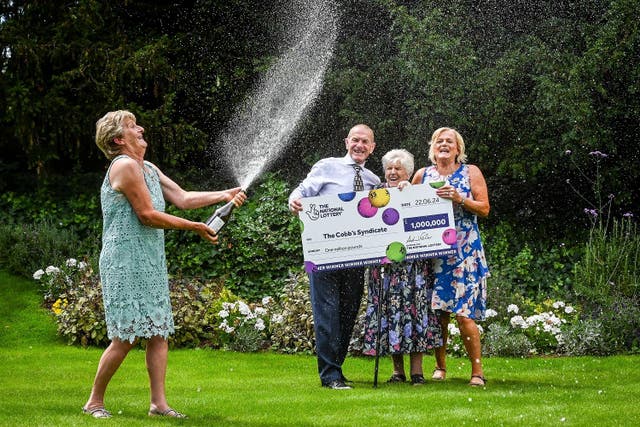 Audrey Cobb, 87, and her three children David Cobb, 67, Carol Nobbs, 55 and 60-year-old Sandra Digby, have each won a share of £1,000,000 after their syndicate’s lottery numbers came in. (National Lottery/ PA)