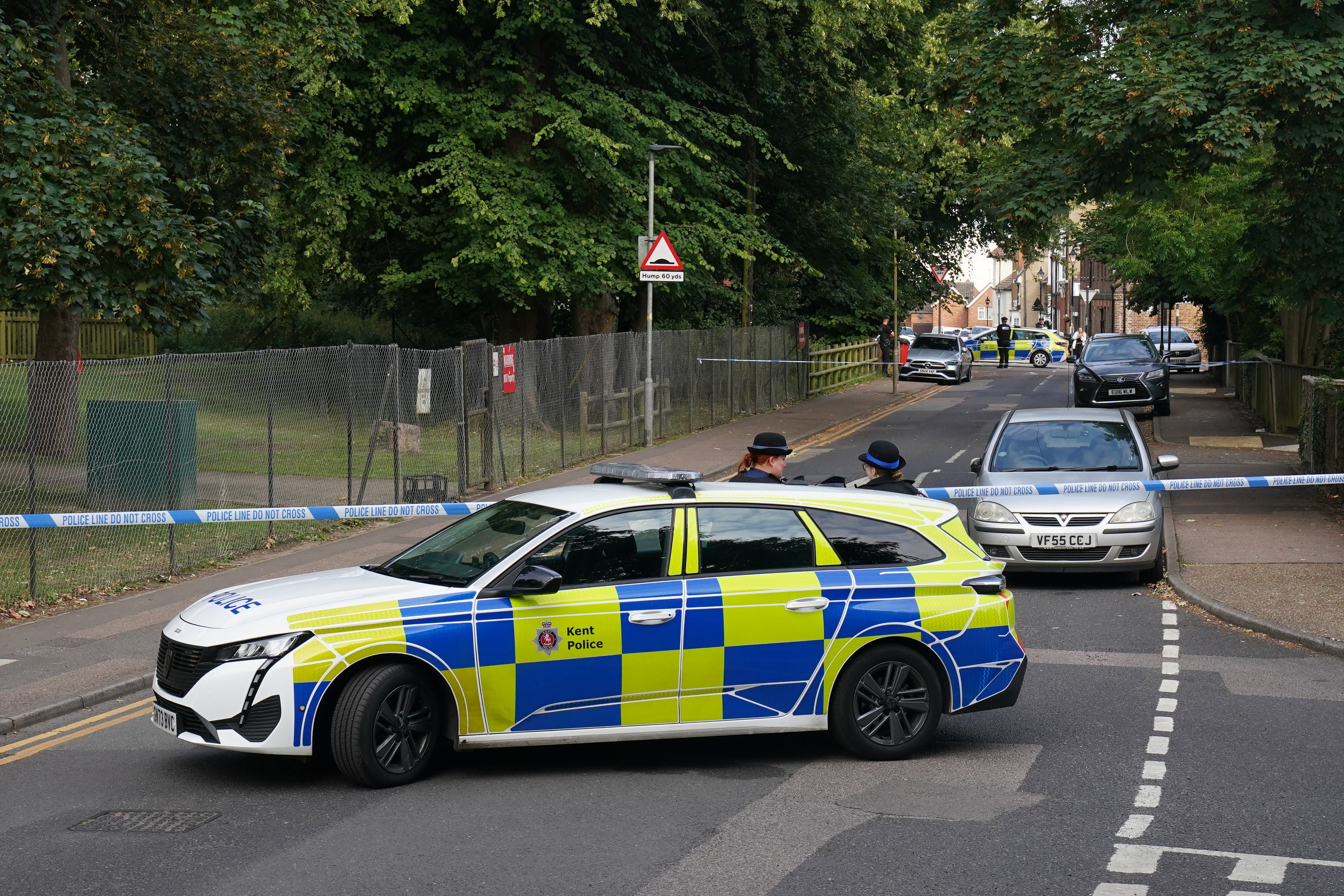 Police at the scene of the stabbing in Gillingham, Kent