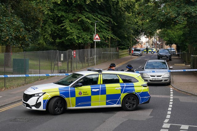 <p>Police at the scene of the stabbing in Gillingham, Kent </p>