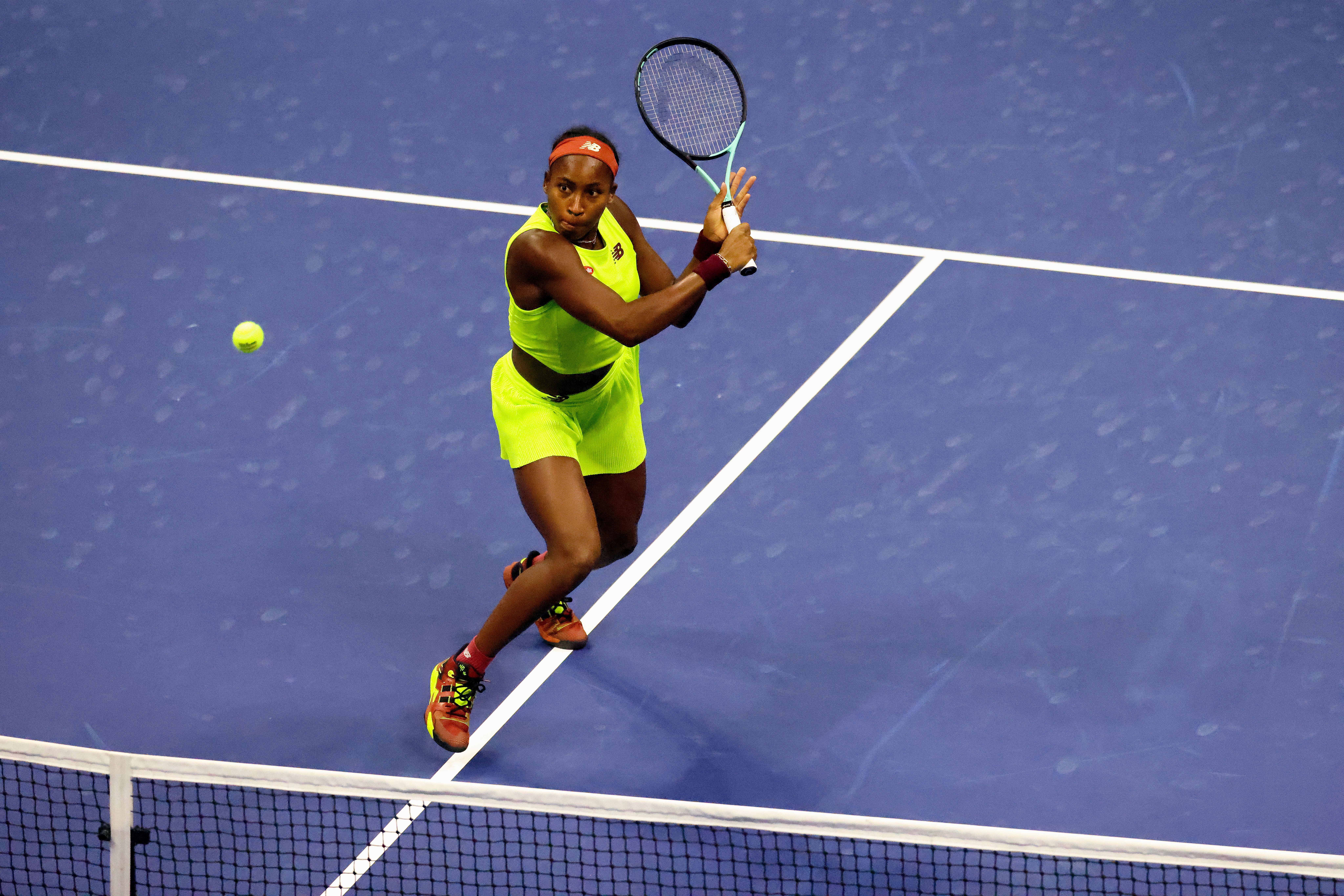 Gauff wore a set the exact colour of the tennis ball to the 2023 U.S. open, seeming to say, “this is my game” (Alamy/PA)
