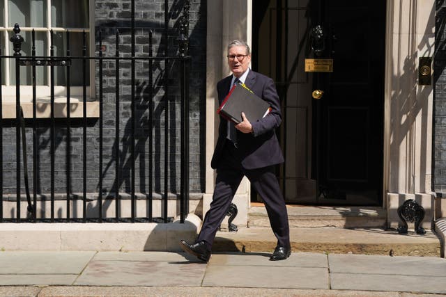 Prime Minister Sir Keir Starmer departs 10 Downing Street, London (Lucy North/PA)