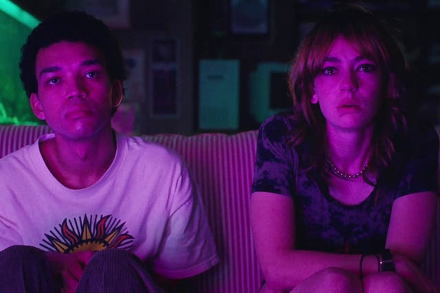 <p>In the pink: Justice Smith and Brigette Lundy-Paine in ‘I Saw the TV Glow’</p>