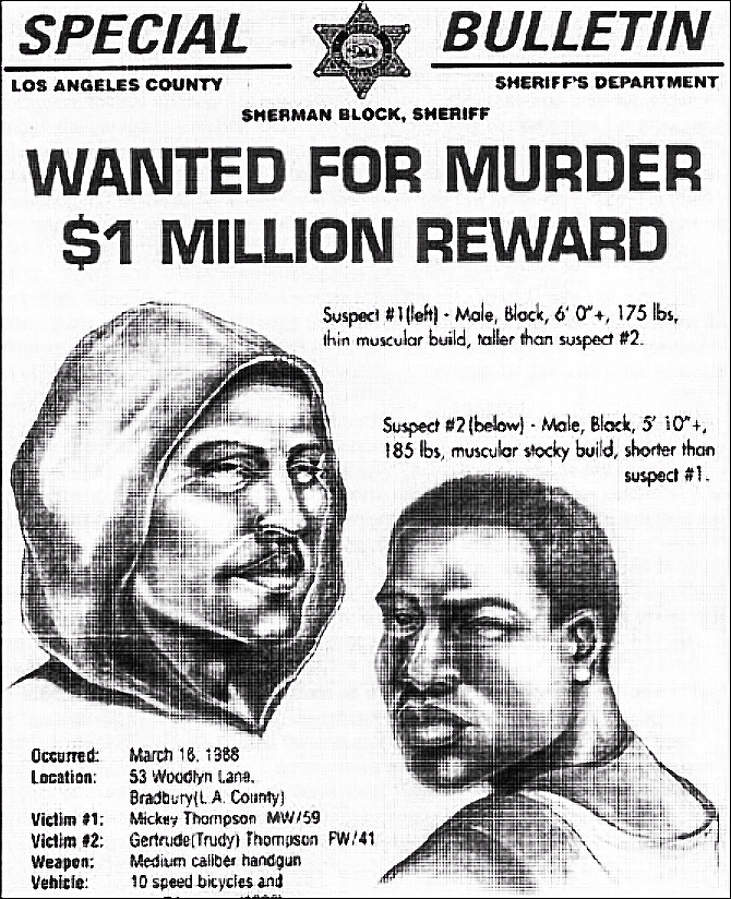 Sheriff’s Department artist’s drew a concept of the two gunmen which was placed on a wanted poster