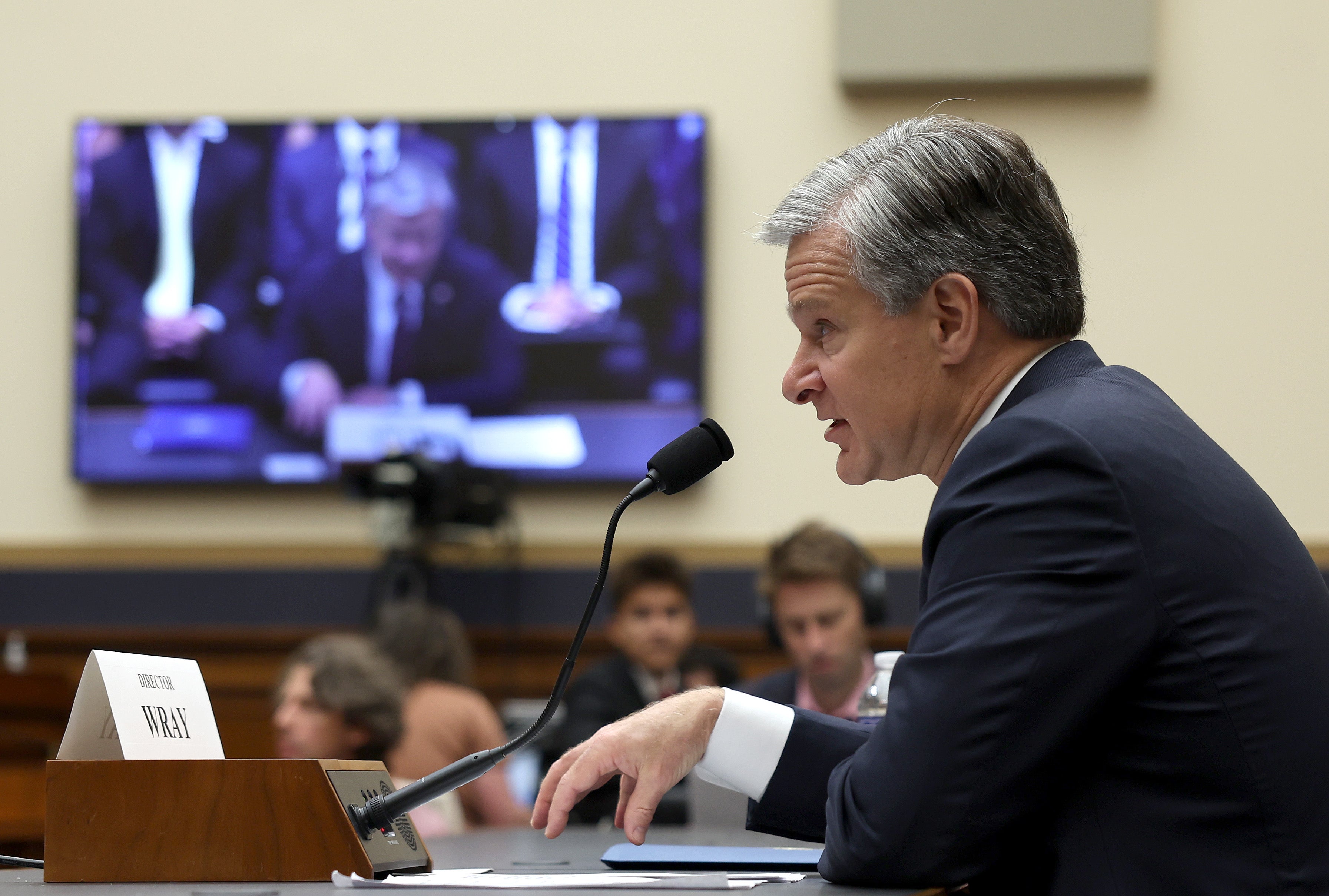 FBI Director Christopher Wray testifies on Thursday before the House Judiciary Committee. While he raised questions about what hit Donald Trump during the rally shooting, the FBI confirmed on Friday the former President was hit by a bullet.