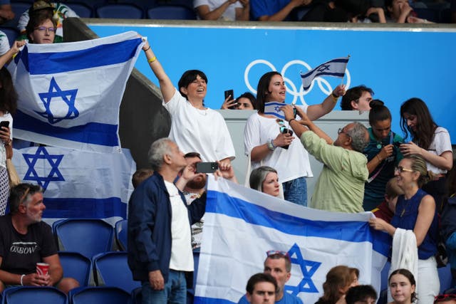 Israel football fans turned out in force for their first match in the men’s competition in Paris (John Walton/PA)