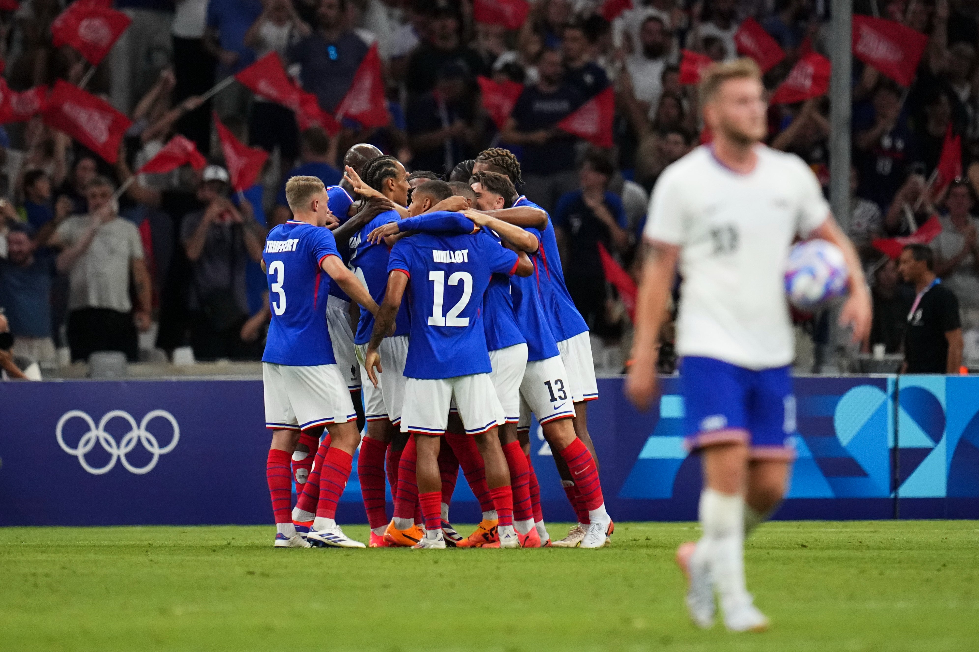 France celebrates after Michael Olise scored his side's second goal against team USA on Wednesday