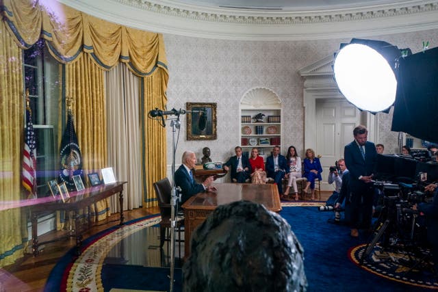 <p>President Joe Biden’s family surrounded him, both in photos and in person, as he delivered an address to the nation  </p>