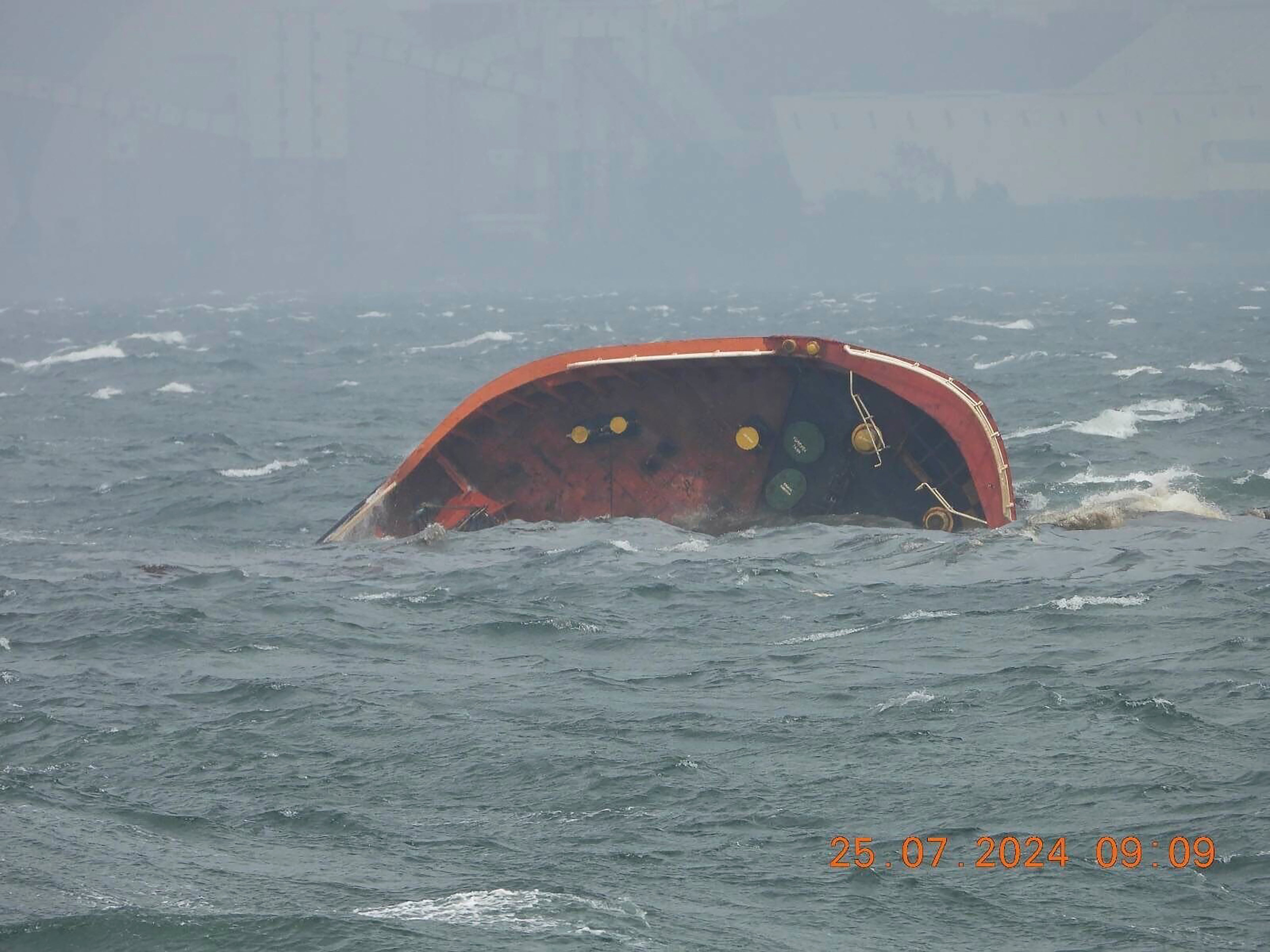 The oil tanker sank in Manila Bay early on Thursday after encountering huge waves and the coast guard is now assessing the vessel for a leak that could cause a major spill that could reach the capital Manila