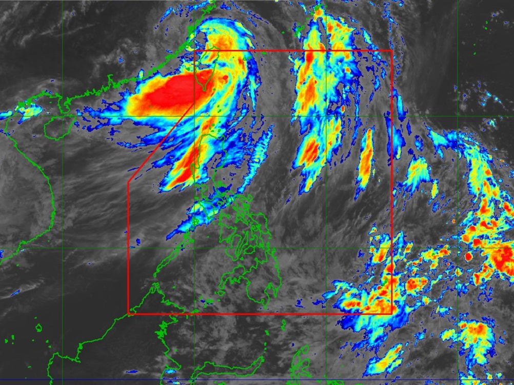 Satellite imagery shows Gaemi churning towards southeastern China with remnants of the storm covering Taiwan on Thursday afternoon