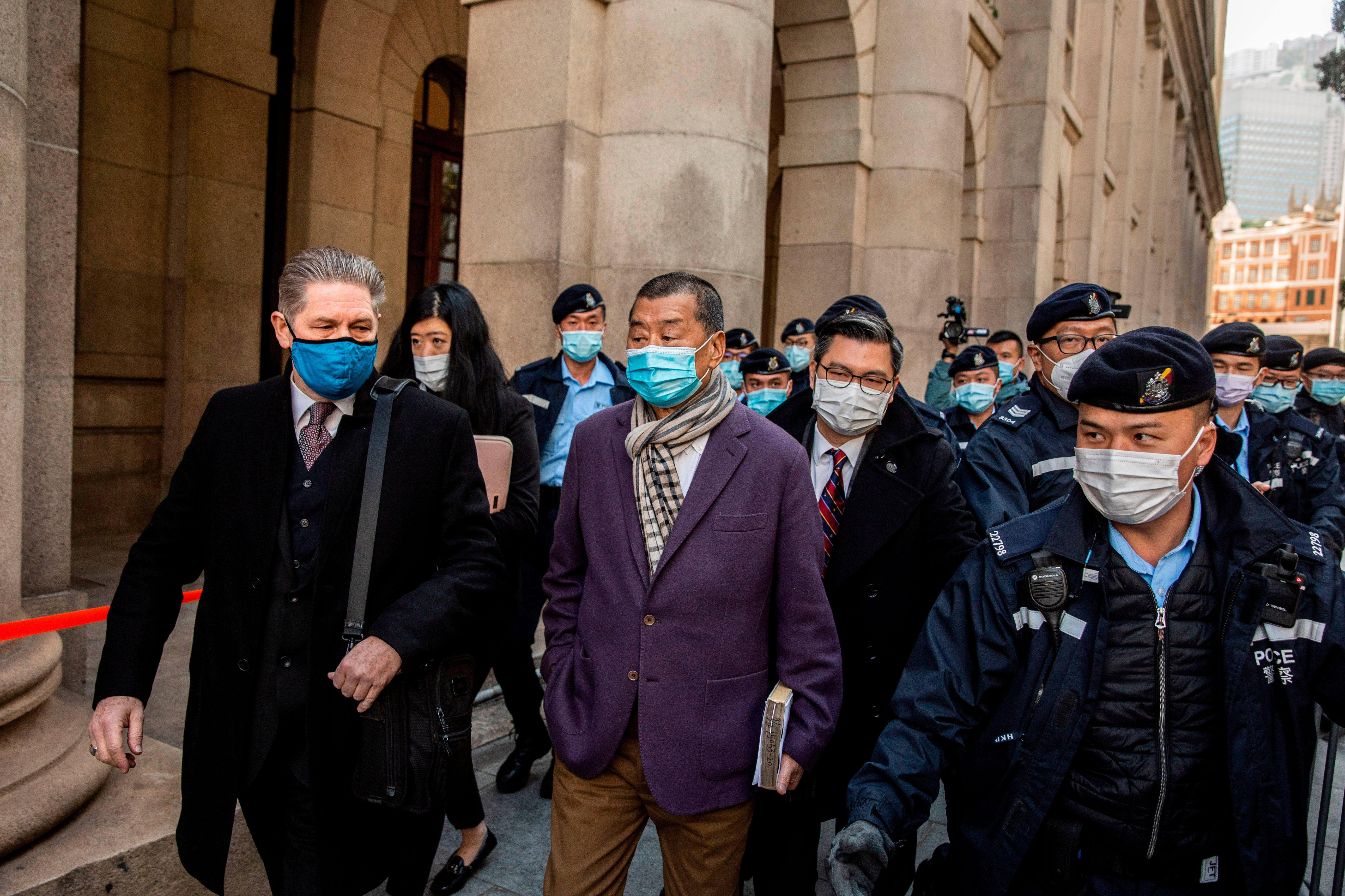 Jimmy Lai arrives in court on 31 December 2020