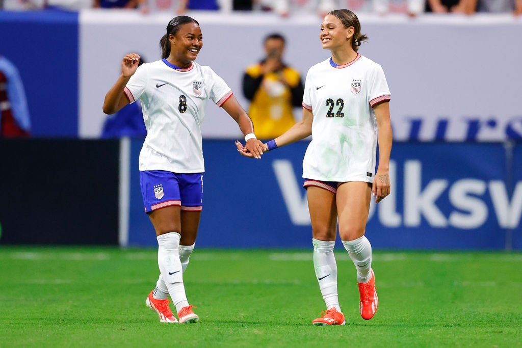 Shaw, 19, (left) and Trinity Rodman, 22, (right) are forward options for now and the future of the USWNT