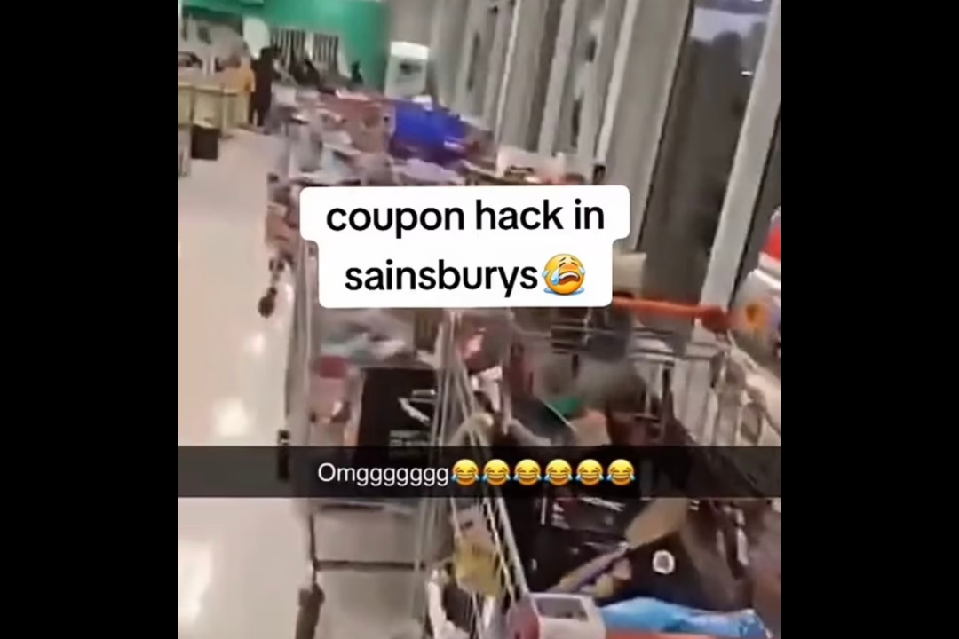 A clip from a TikTok video showing the Sainsbury’s ‘hack’ in action