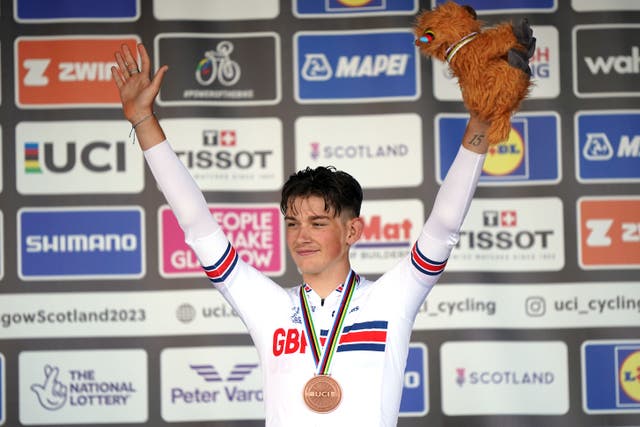 Josh Tarling, who took bronze in last year’s world championships, is among the favourites for time trial gold in Paris (Tim Goode/PA)
