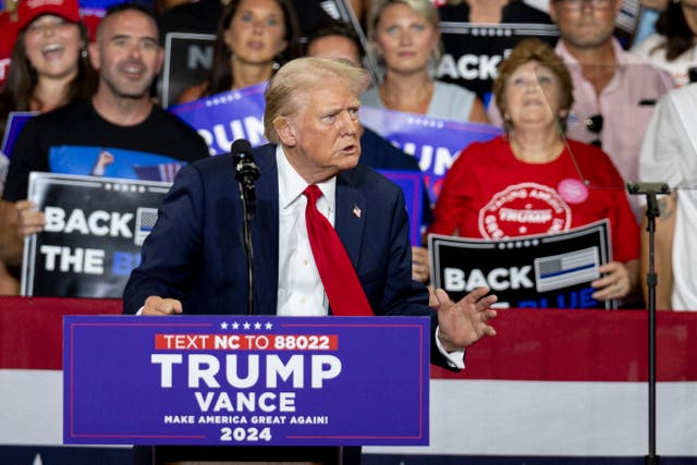 <p>Donald Trump, pictured speaking at a North Carolina rally this week, claimed the fictional character Hannibal Lecter and the film ‘Silence of the Lambs’ are ‘real stories’</p>