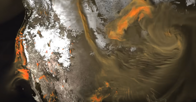 <p>NASA’s Goddard Earth Observing System model shows the pattern of how carbon dioxide moves across the Earth each day</p>