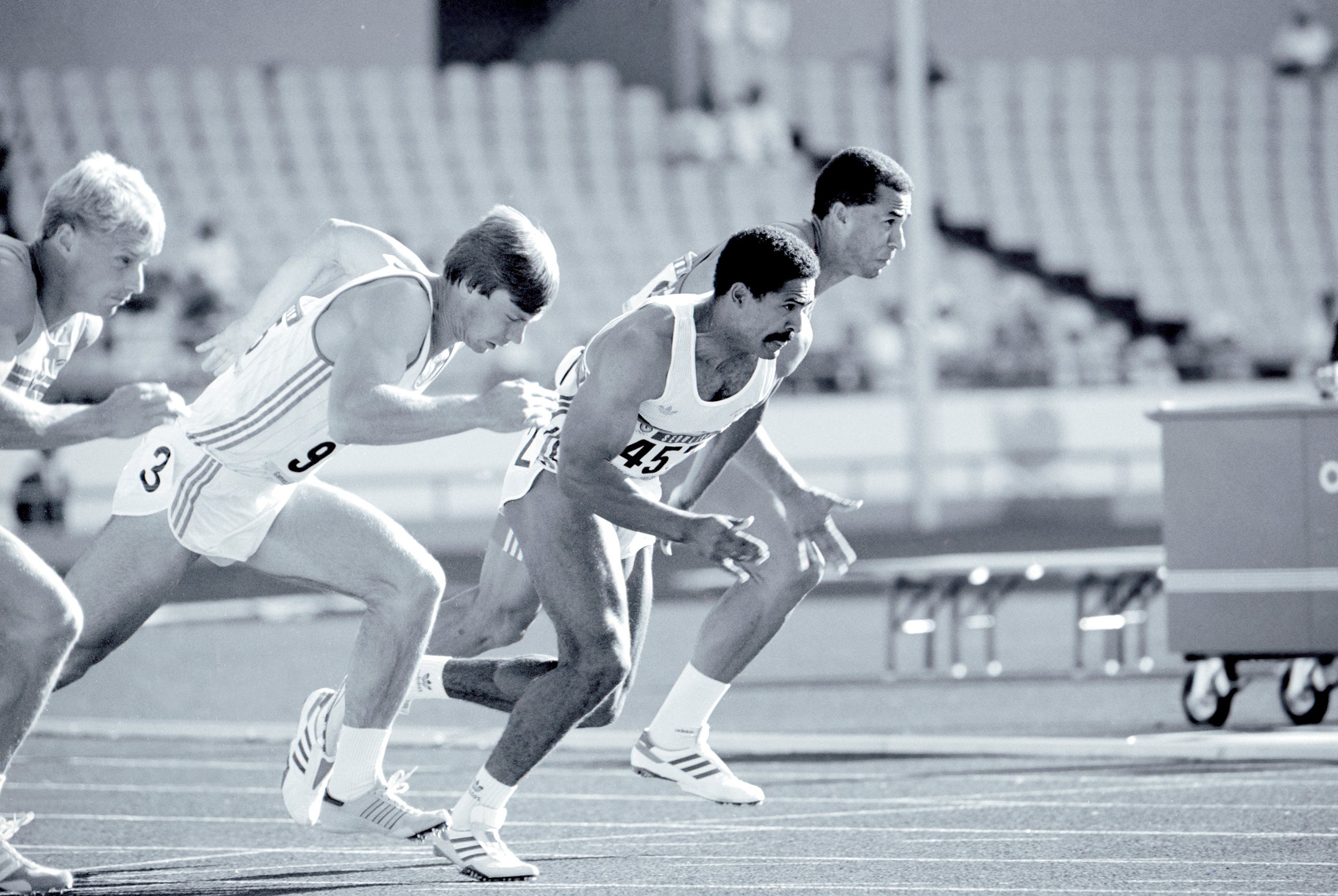 Daley Thompson competing in the men’s decathlon 200m final, Seoul 1988