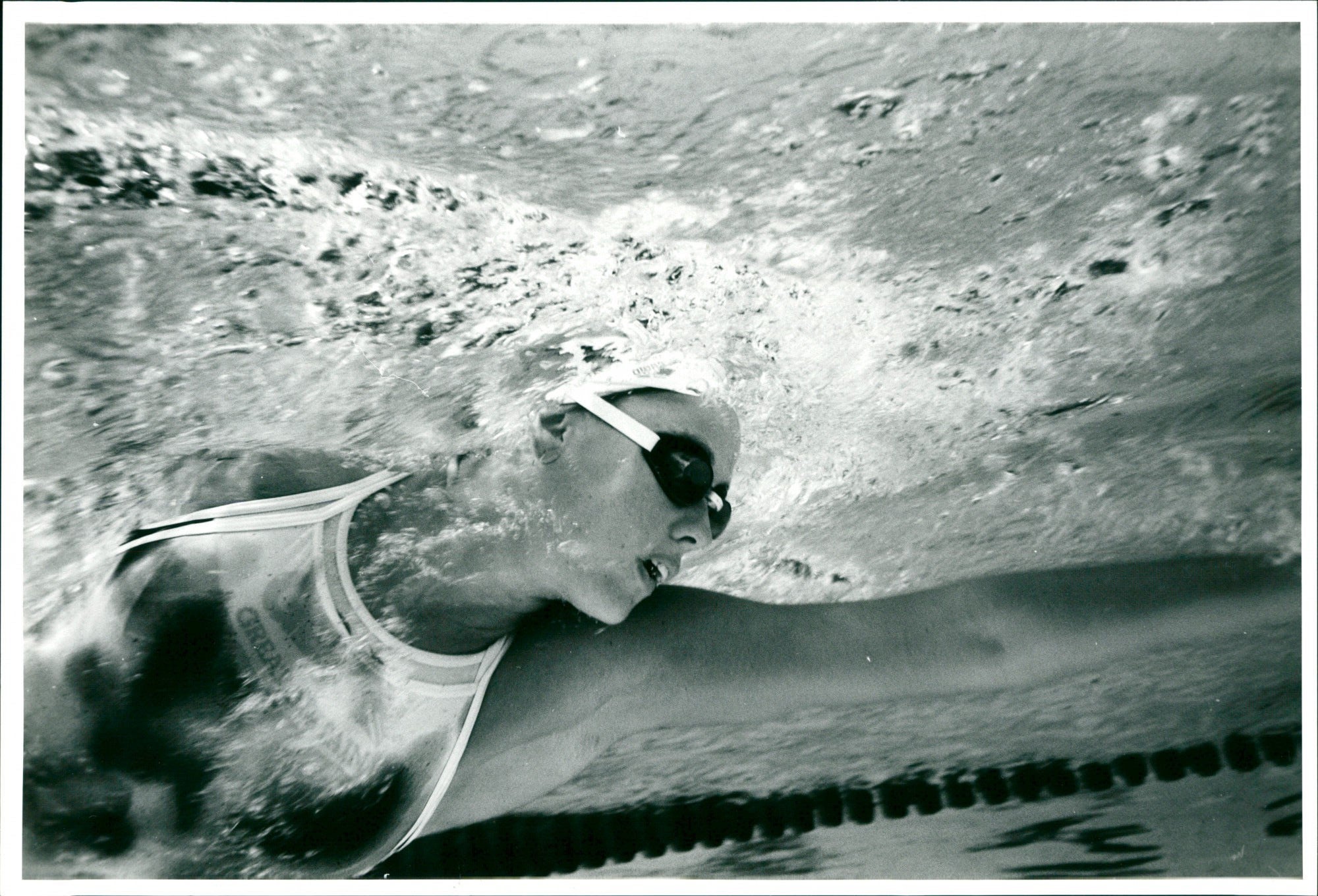 British swimmer June Croft training just before the Seoul Olympics, 1988