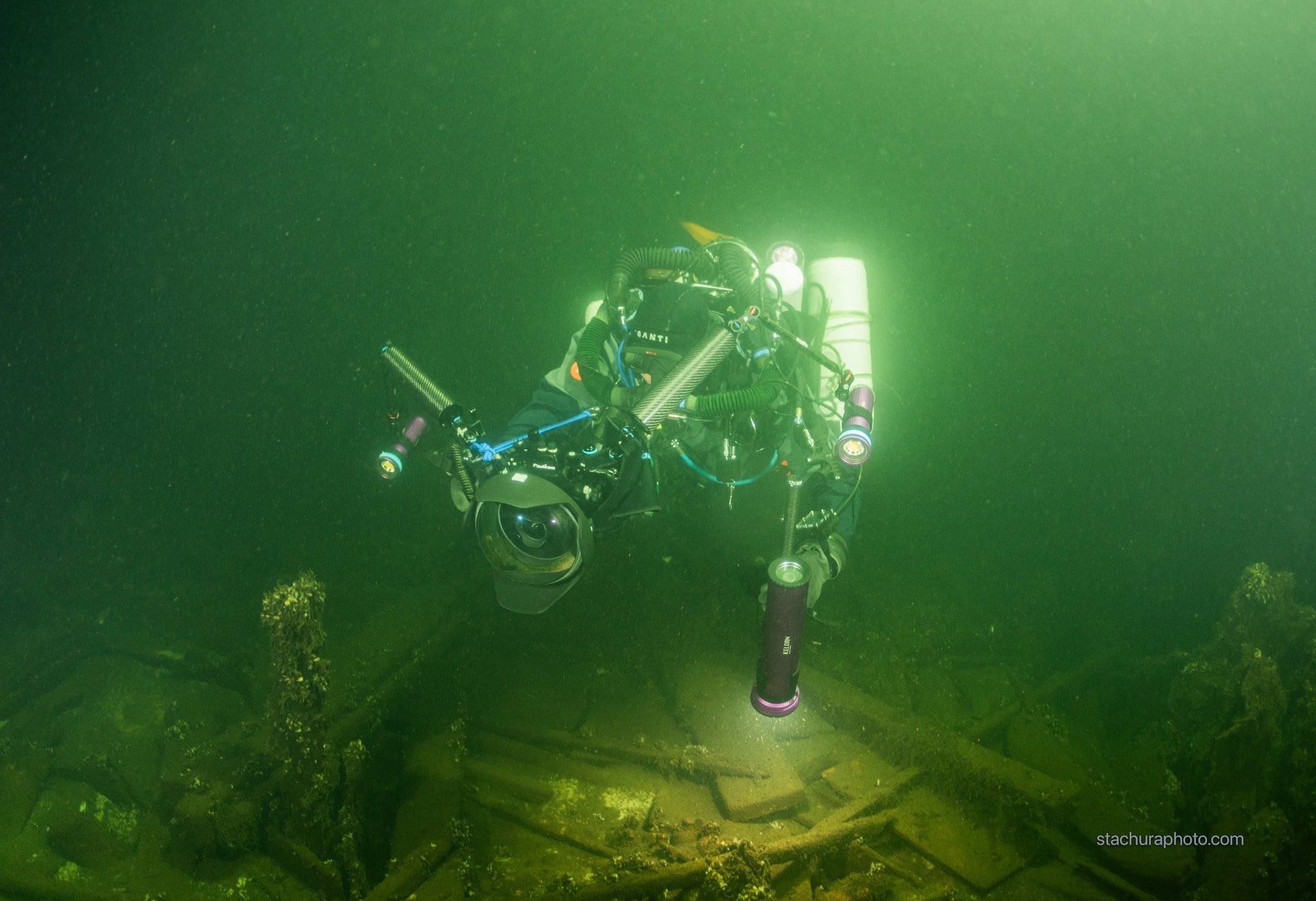 Divers examined the shipwreck and materials