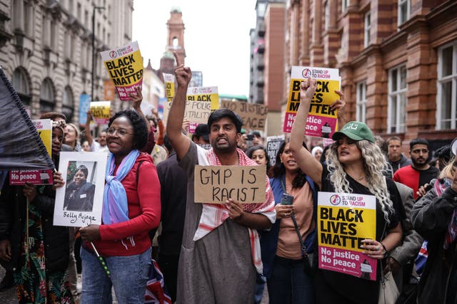 A Stand Up To Racism demonstration in Manchester (James Speakman/PA)