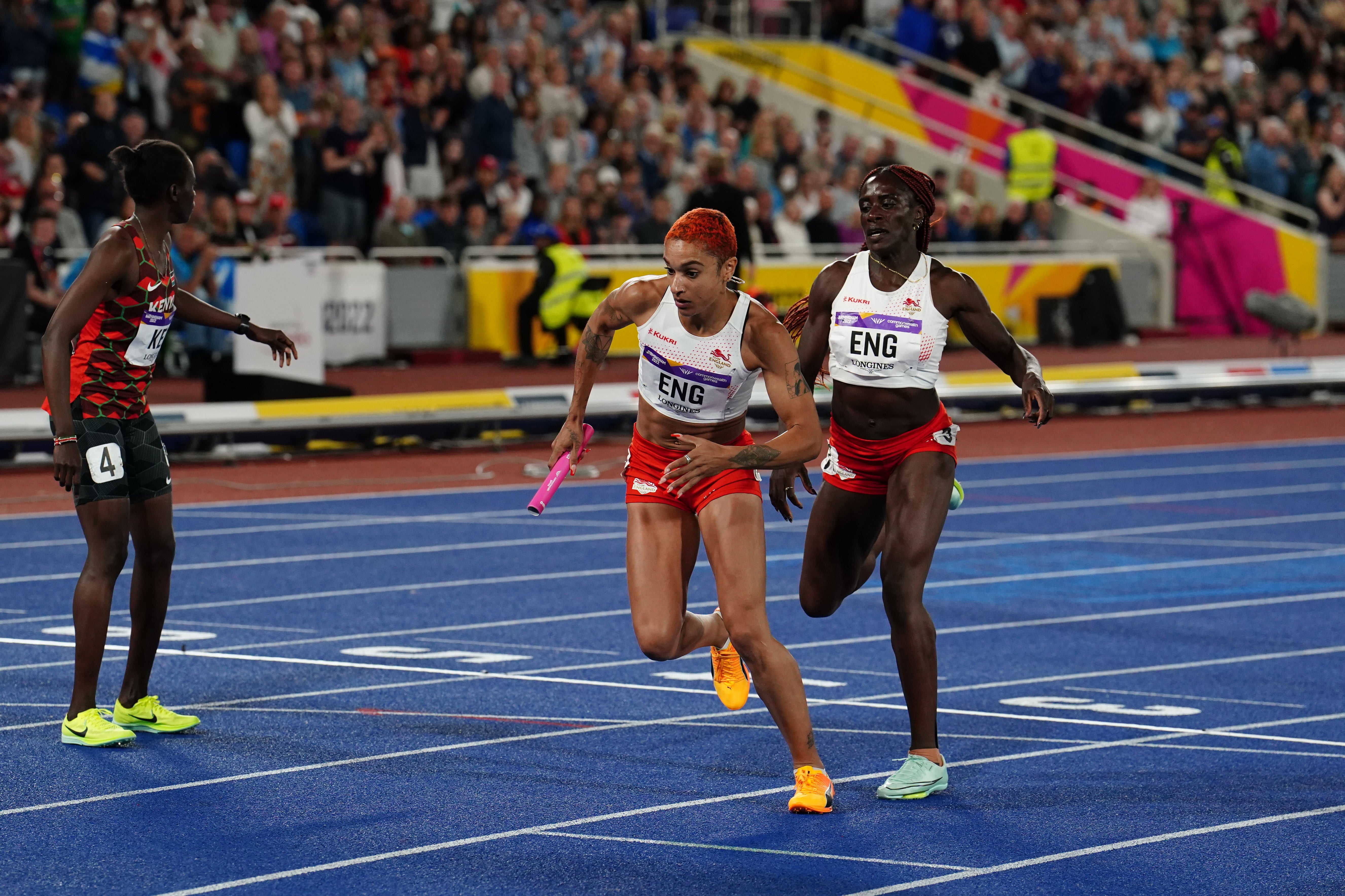 Jodie Williams steps out of lane during the Women’s 400m Final at the 2022 Commonwealth Games in Birmingham (Martin Rickett/PA)