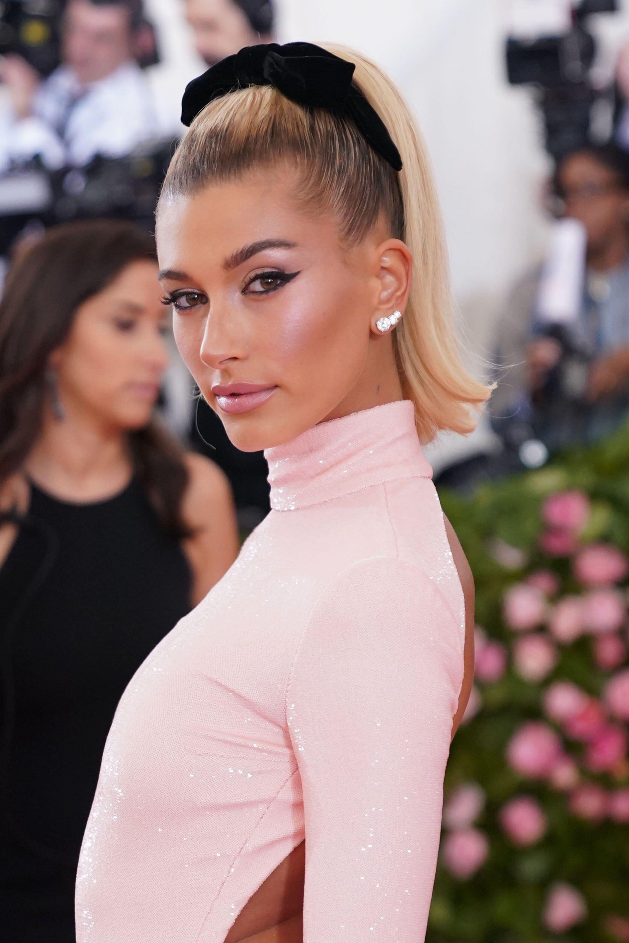 Hailey Bieber’s release of blushes for her cosmetic line Rhodes has seen a rise in blush-focused makeup looks (Alamy/PA)