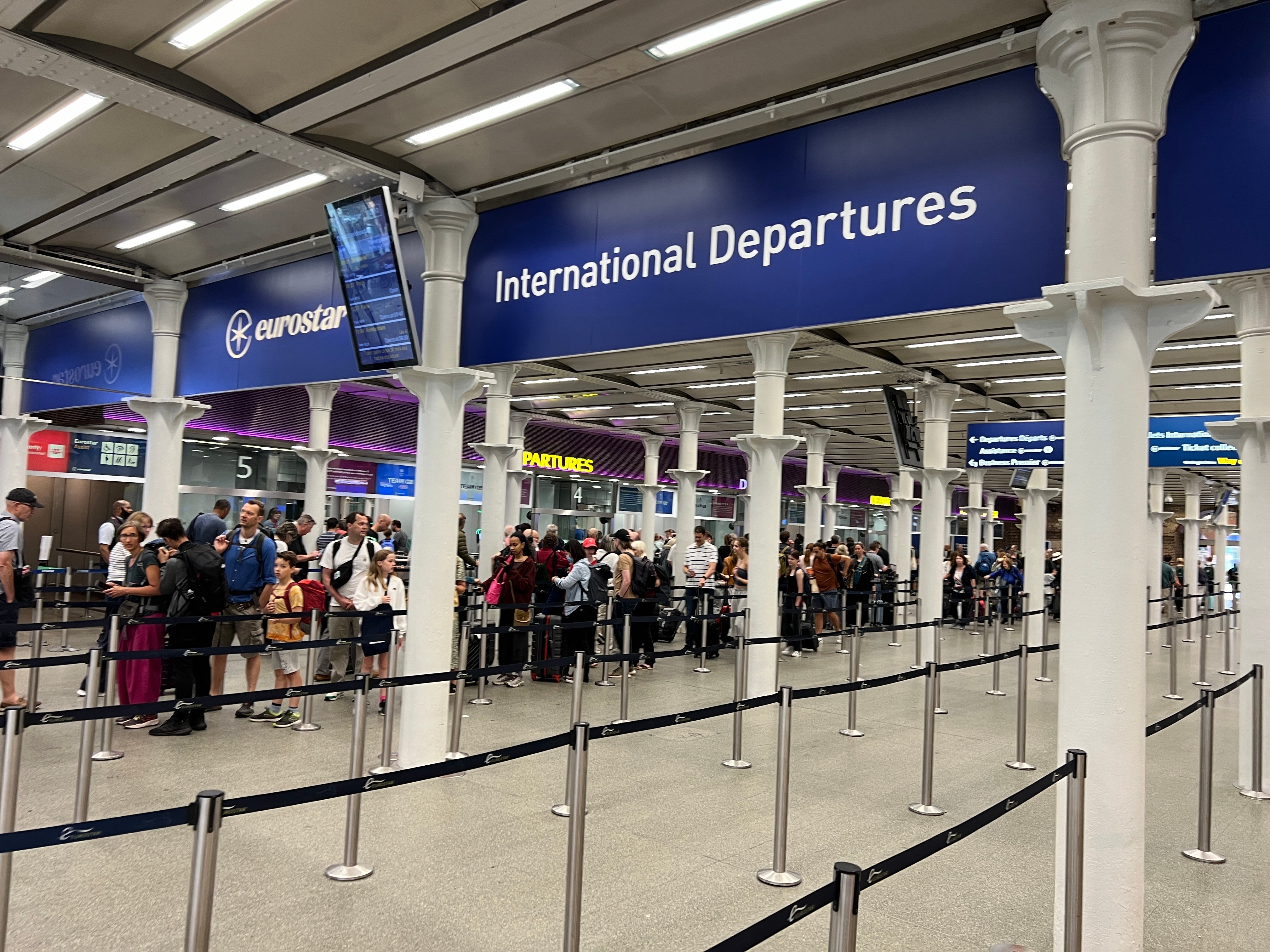 Passengers wait at London St Pancras, where delays are expected later in the day