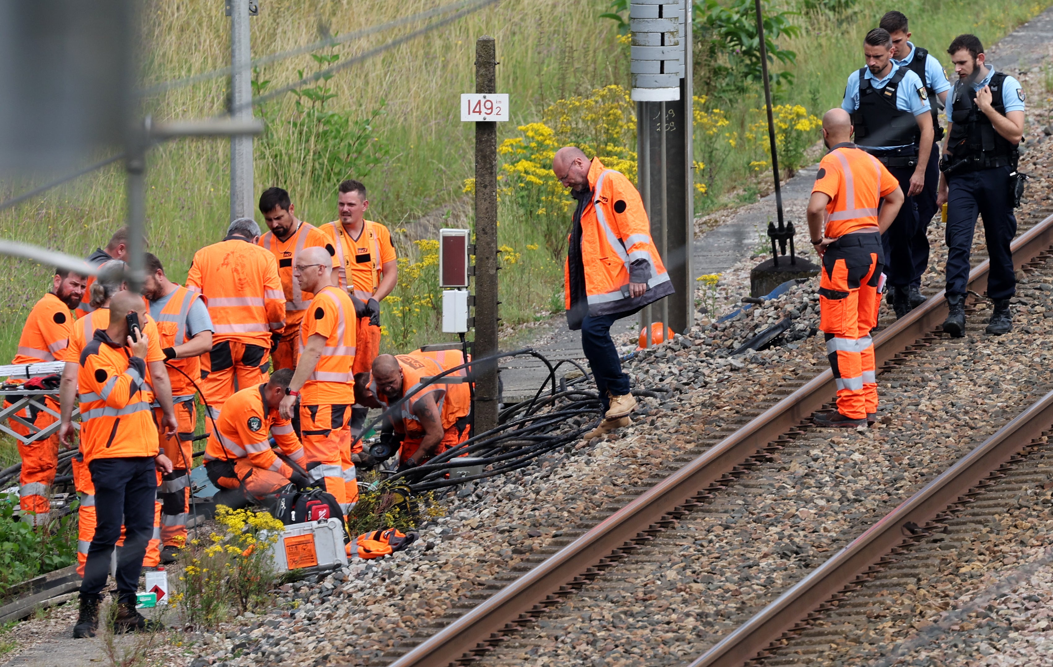 Three fires were reported near the tracks on the high-speed lines of Atlantique, Nord and Est