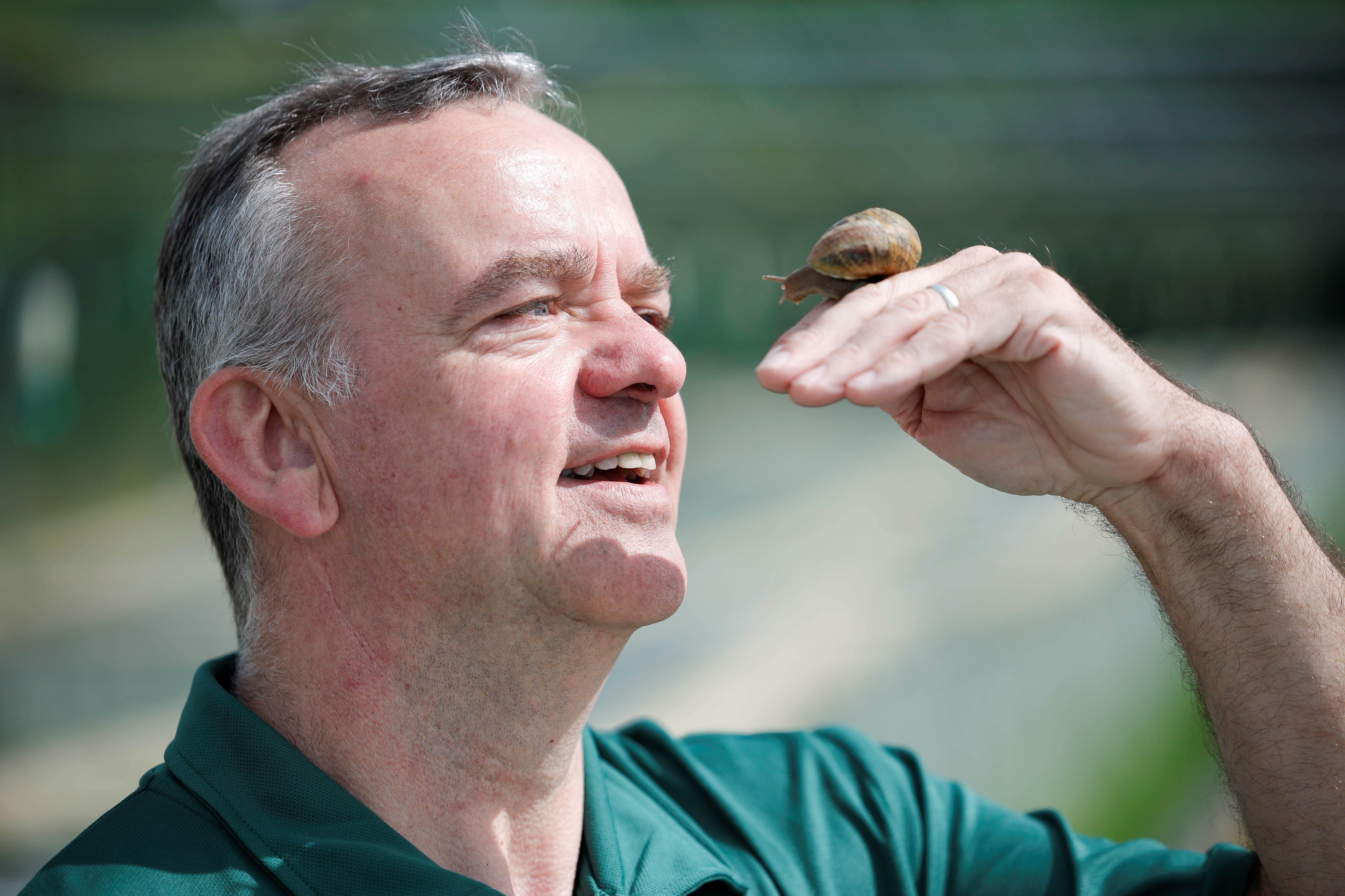 Farmer Kieran Corley is trying to help the snails on his farm find a mate for life by creating a ‘singles’ enclosure (Media Consult/PA)