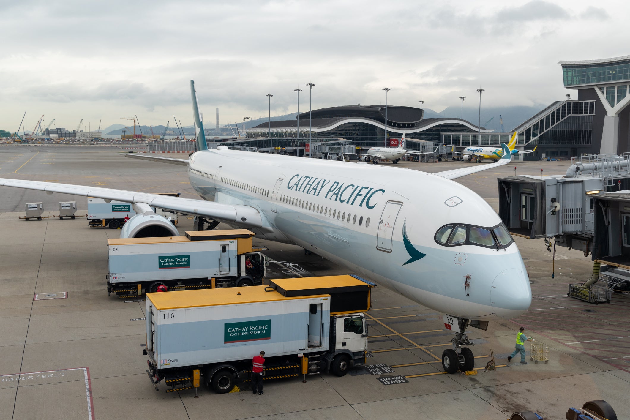 A Cathay Pacific Airbus A350 in Hong Kong