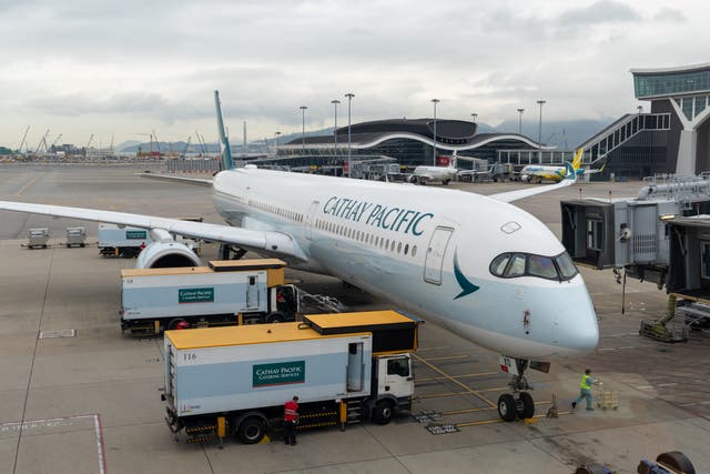 <p>A Cathay Pacific Airbus A350 in Hong Kong</p>