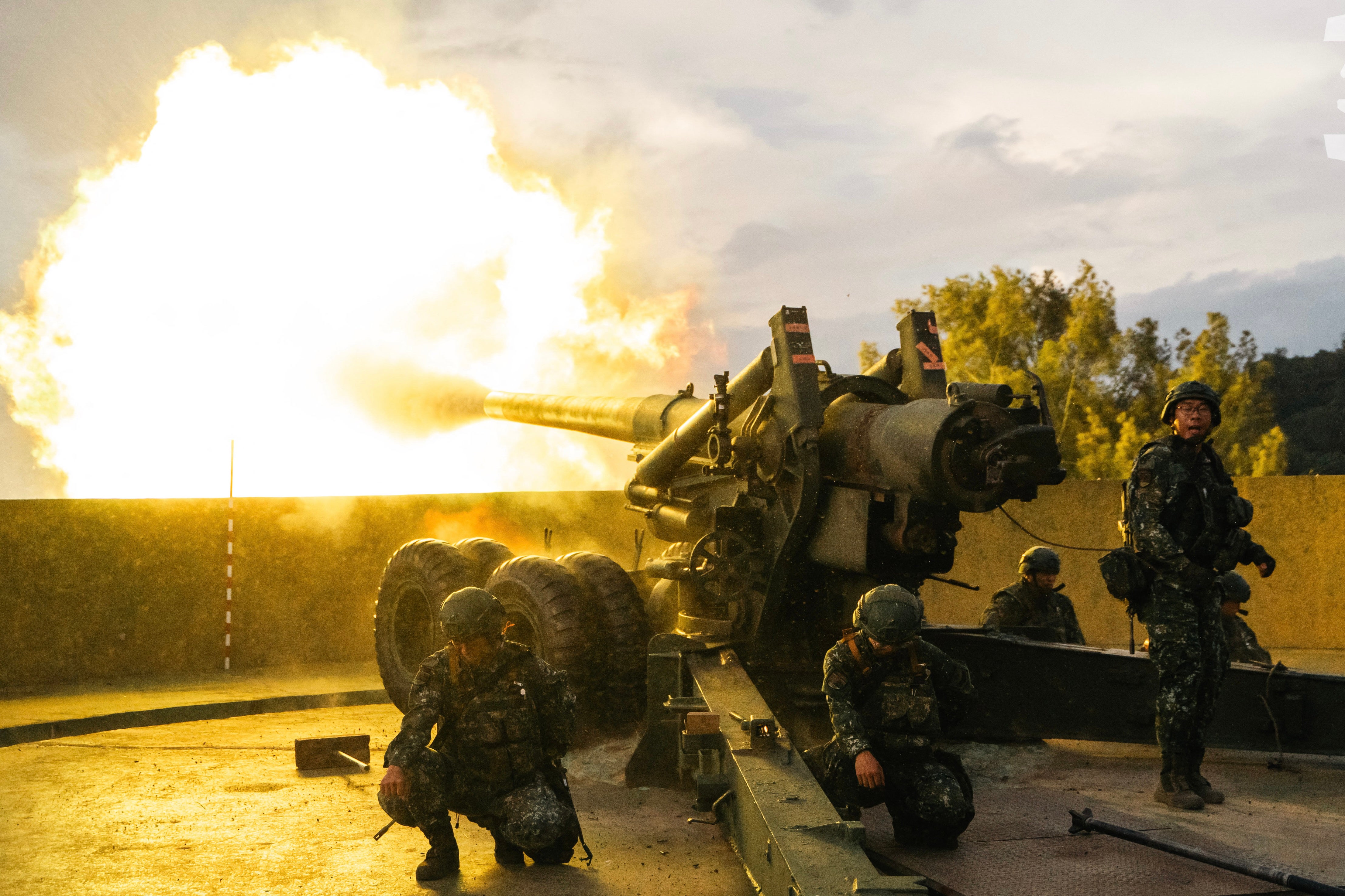 Soldiers take part in an exercise run by Taiwan’s Ministry of National Defence as the country faces a threat from ‘over there’