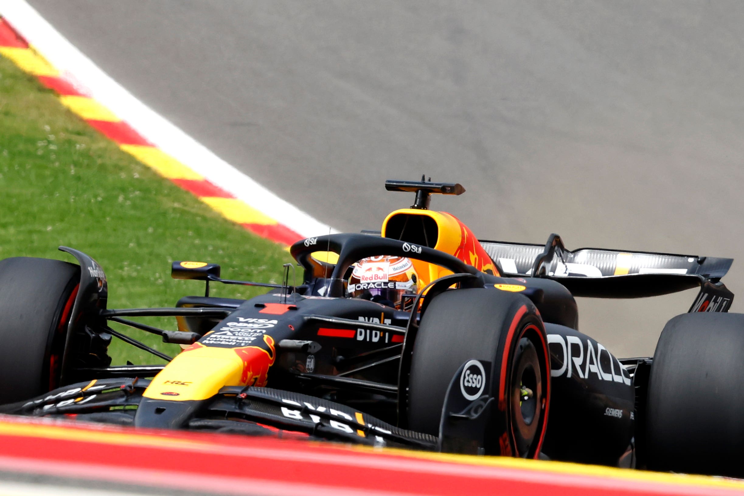 Max Verstappen finished fastest in first practice for the Belgian Grand Prix (Geert Vanden Wijngaert/AP)