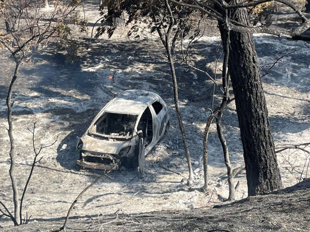 <p>The burning car thought to have sparked the California Park Fire on July 24 2024</p>