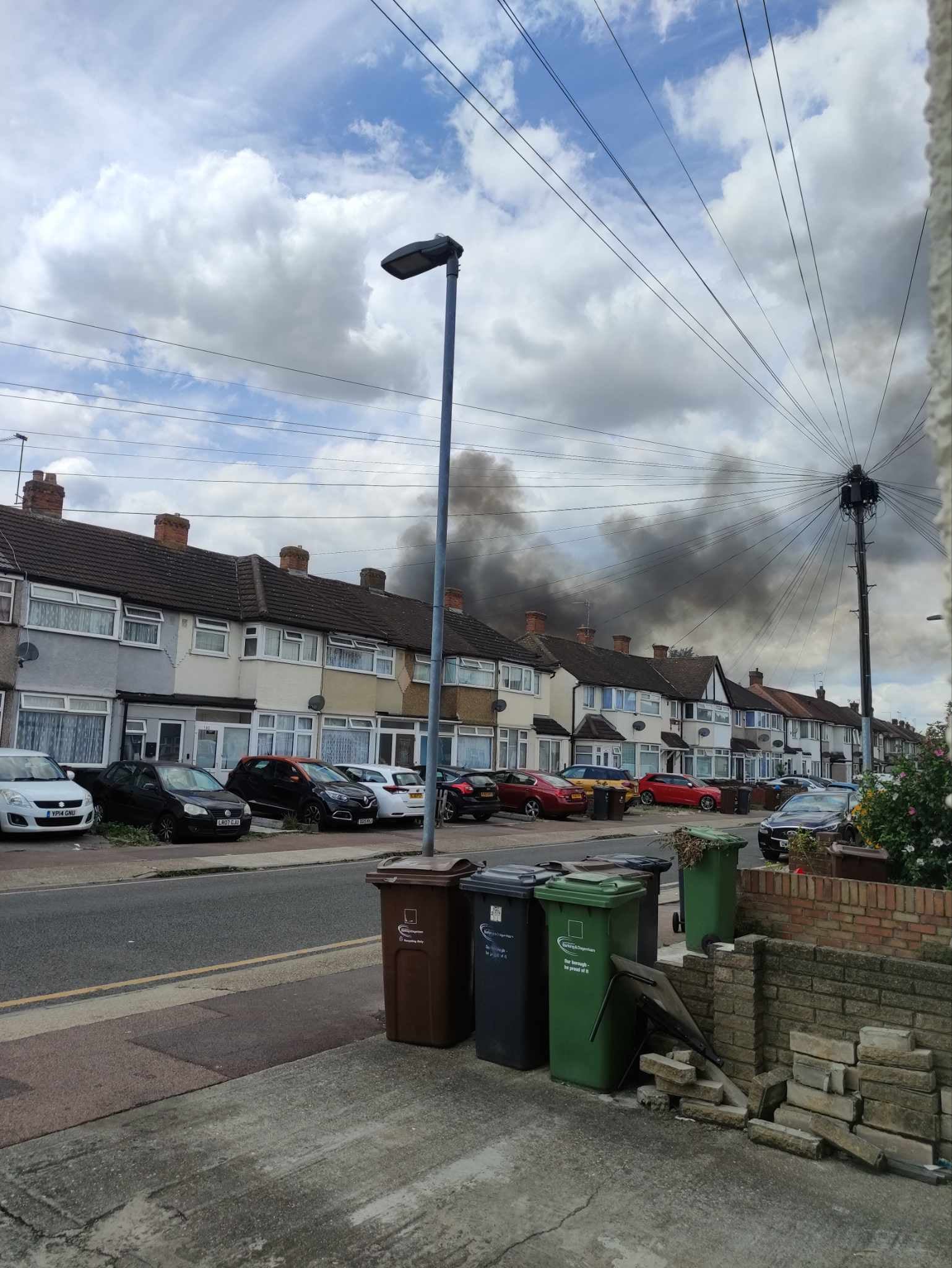 The fire spread quickly across five homes