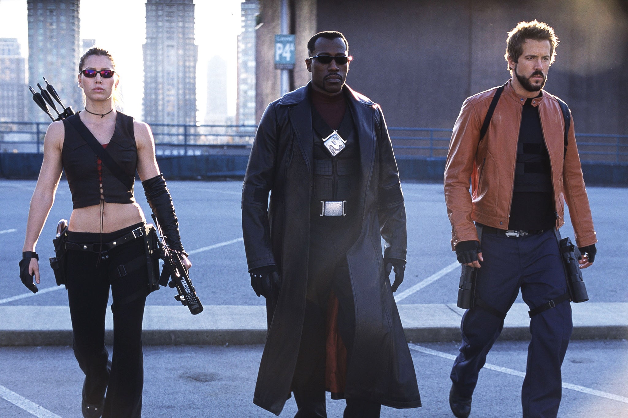 Jessica Biel, Wesley Snipes and Ryan Reynolds in Blade: Trinity