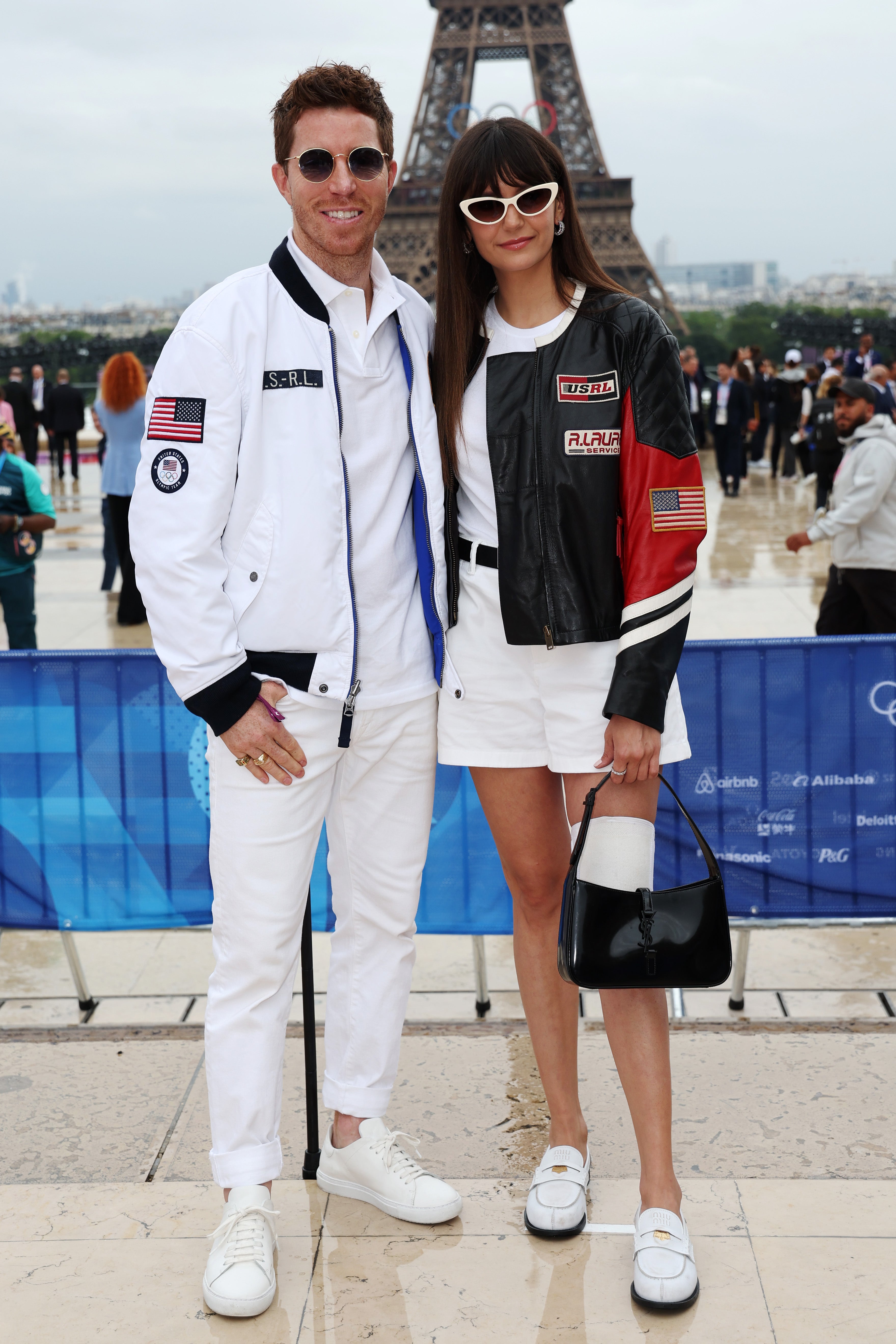 Both White and Dobrev sported Ralph Lauren apparel branded with American flag patches and the classic Olympic symbol.