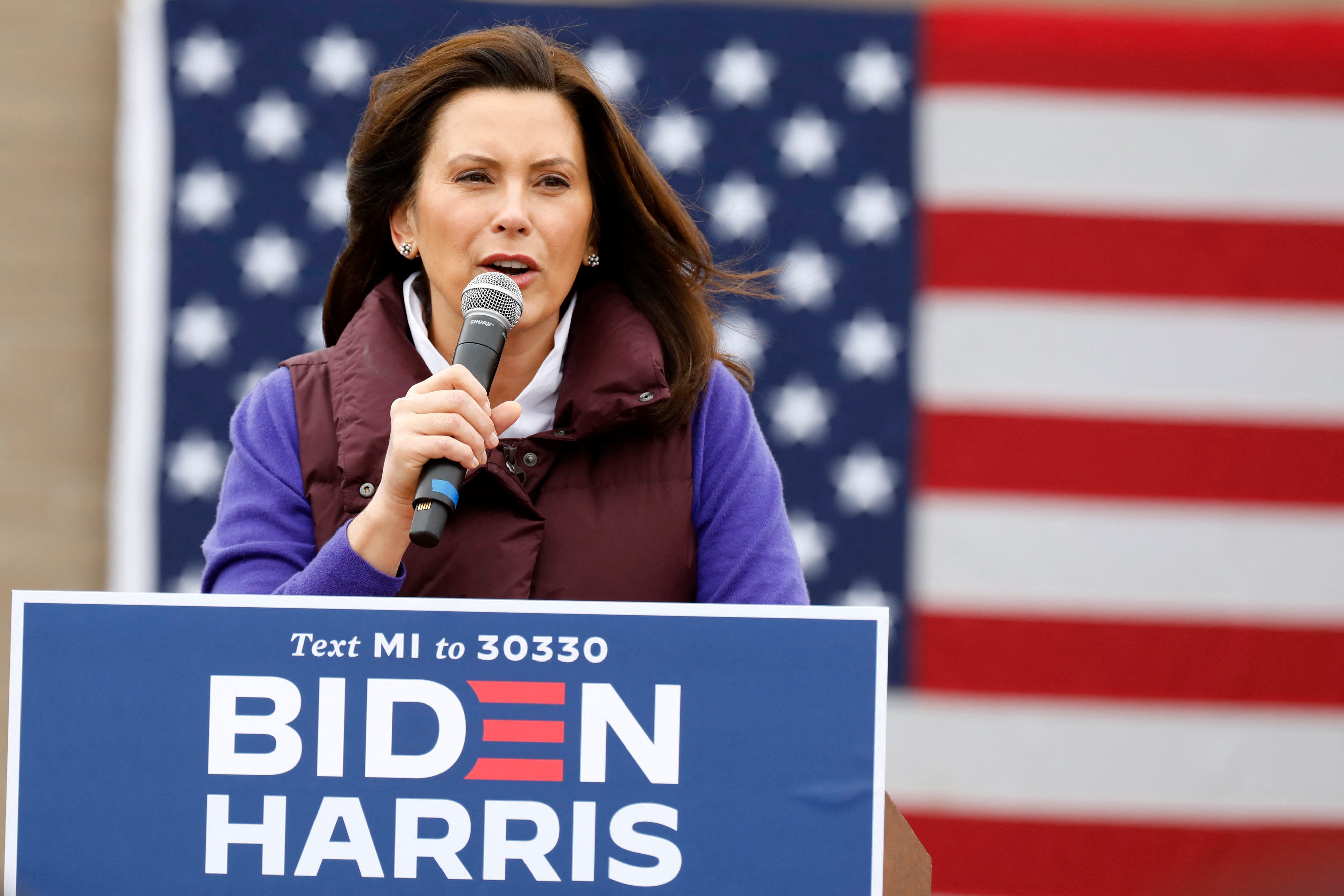 Michigan Governor Gretchen Whitmer, pictured campaigning for President Joe Biden, is now one of Kamala Harris’ potential running mates