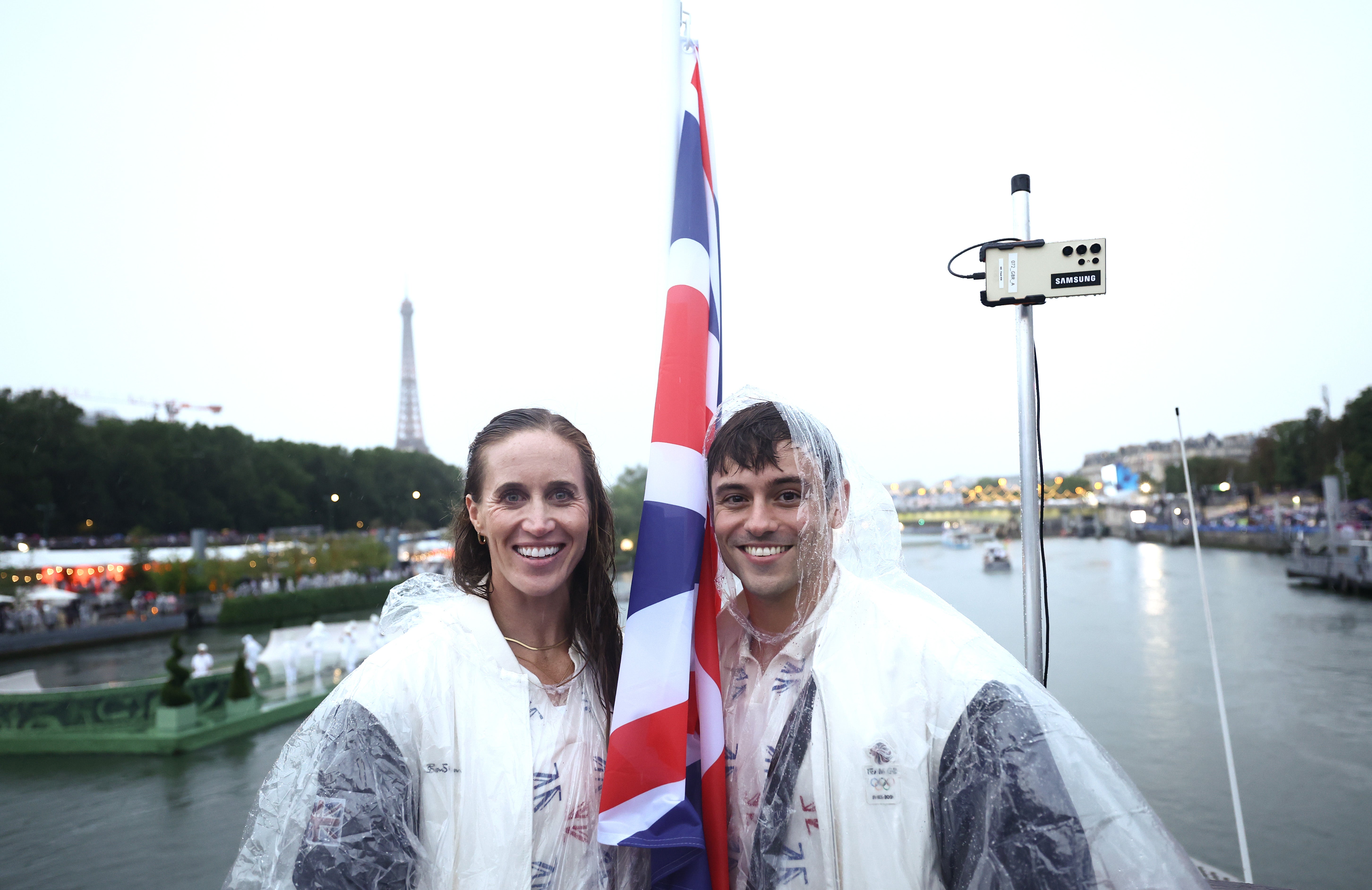 Team GB’s official flag bearers Helen Glover and Tom Daley