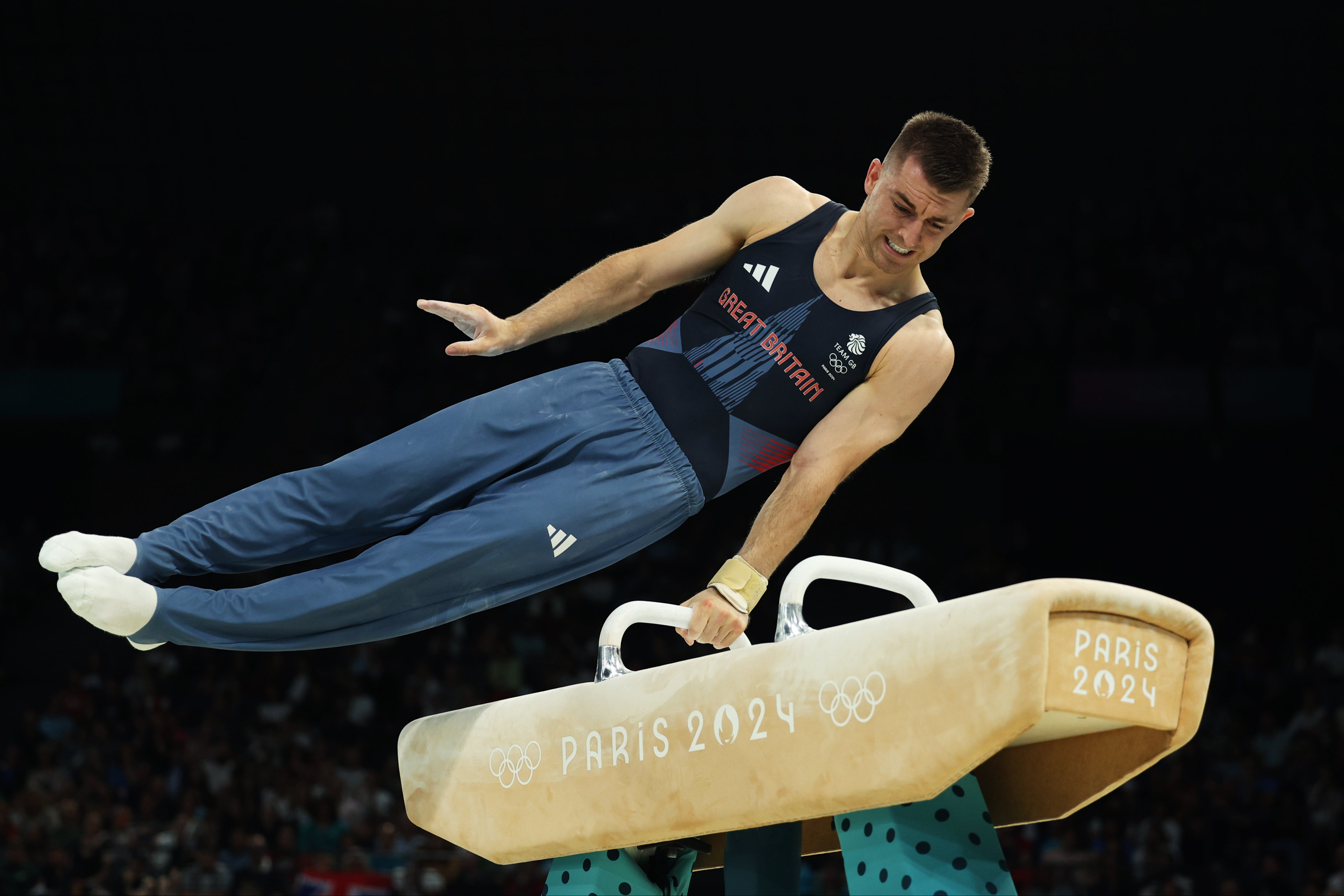 Max Whitlock avoided disaster as he safely negotiated his pommel horse routine