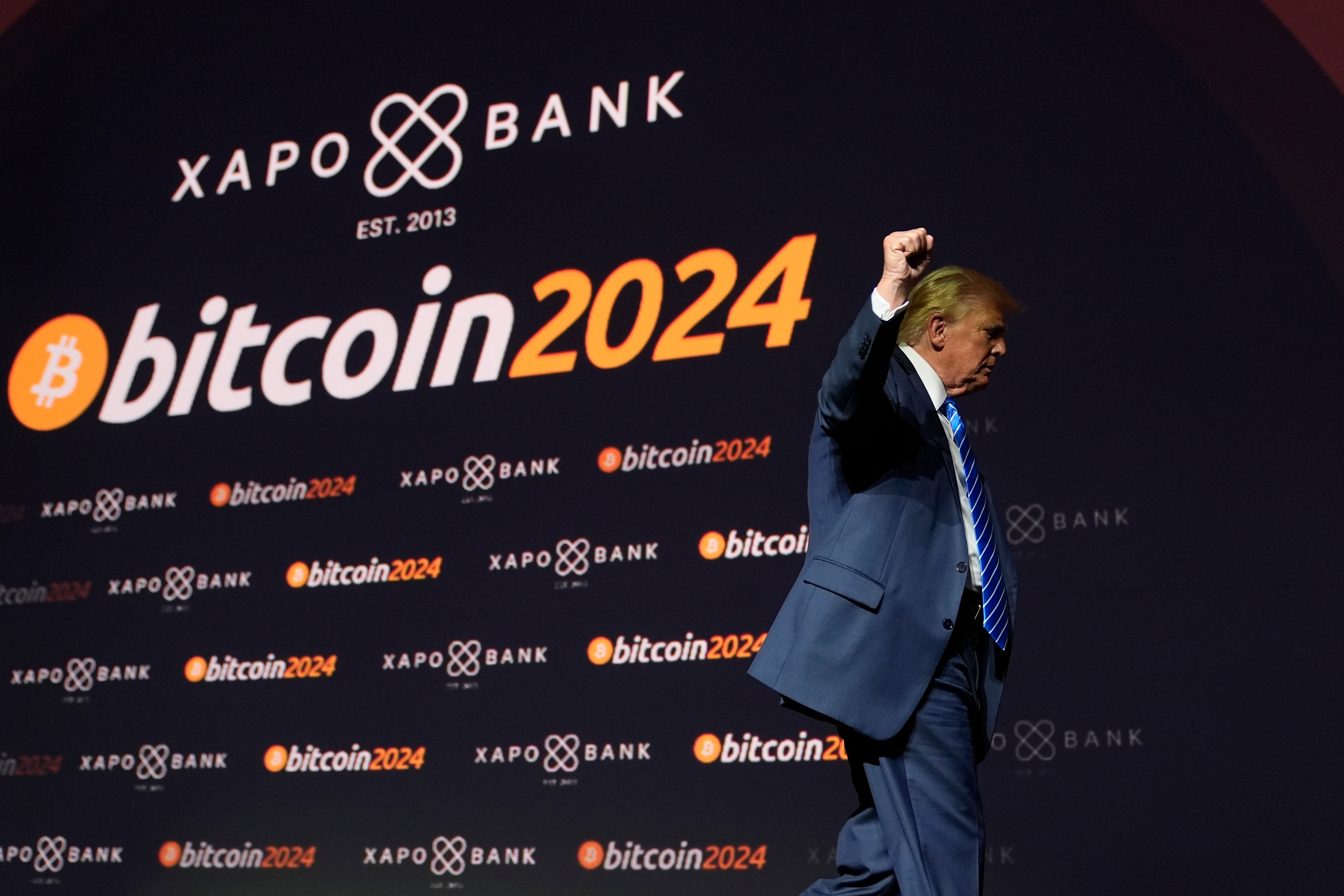 Donald Trump departs after speaking at the Bitcoin 2024 conference in Nashville, Tennessee, on 27 July, 2024